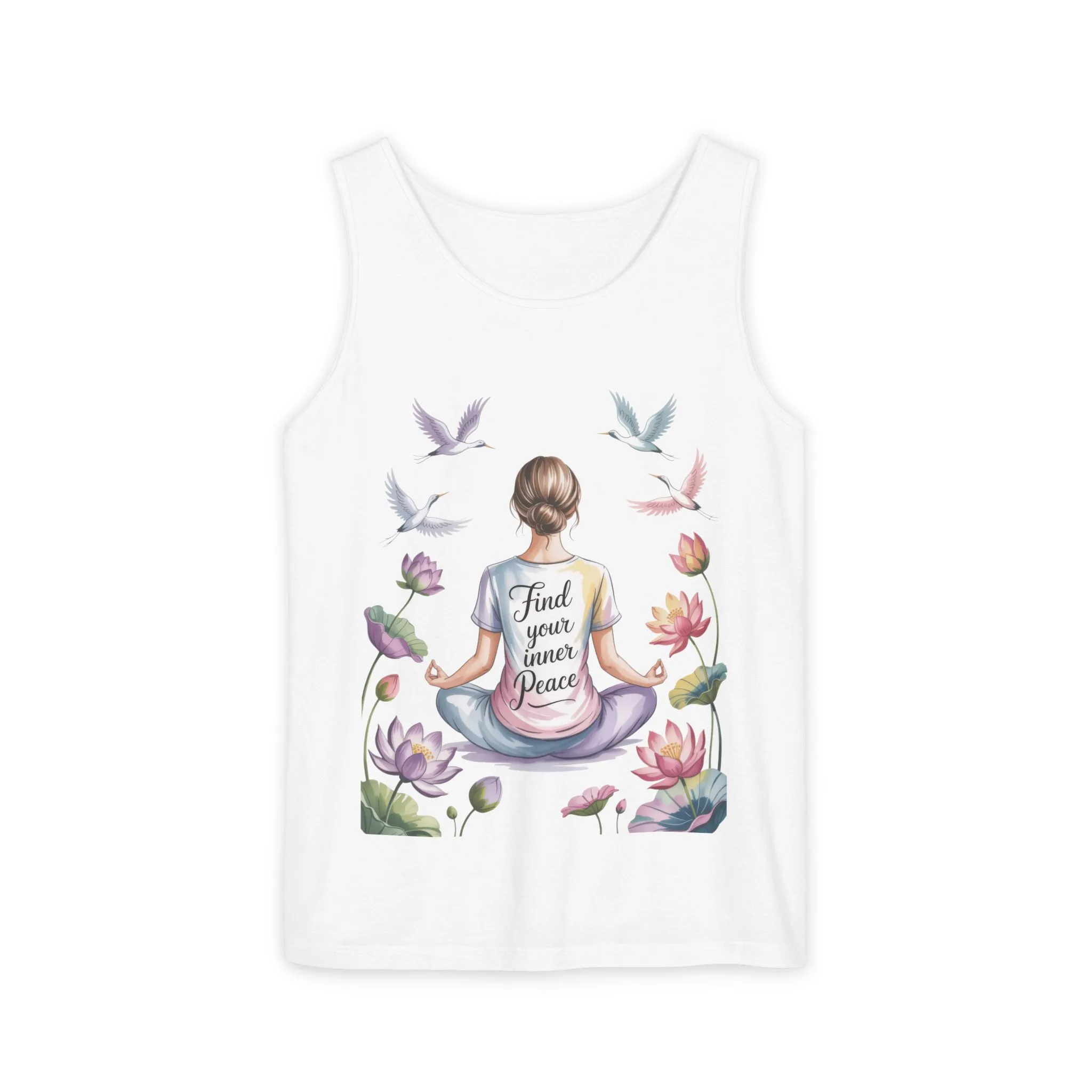 Meditation Floral Womens Tank Top, Find Your Inner Peace, Yoga Apparel, Gift for Mindfulness, Summer Relaxed Wear - Image 4