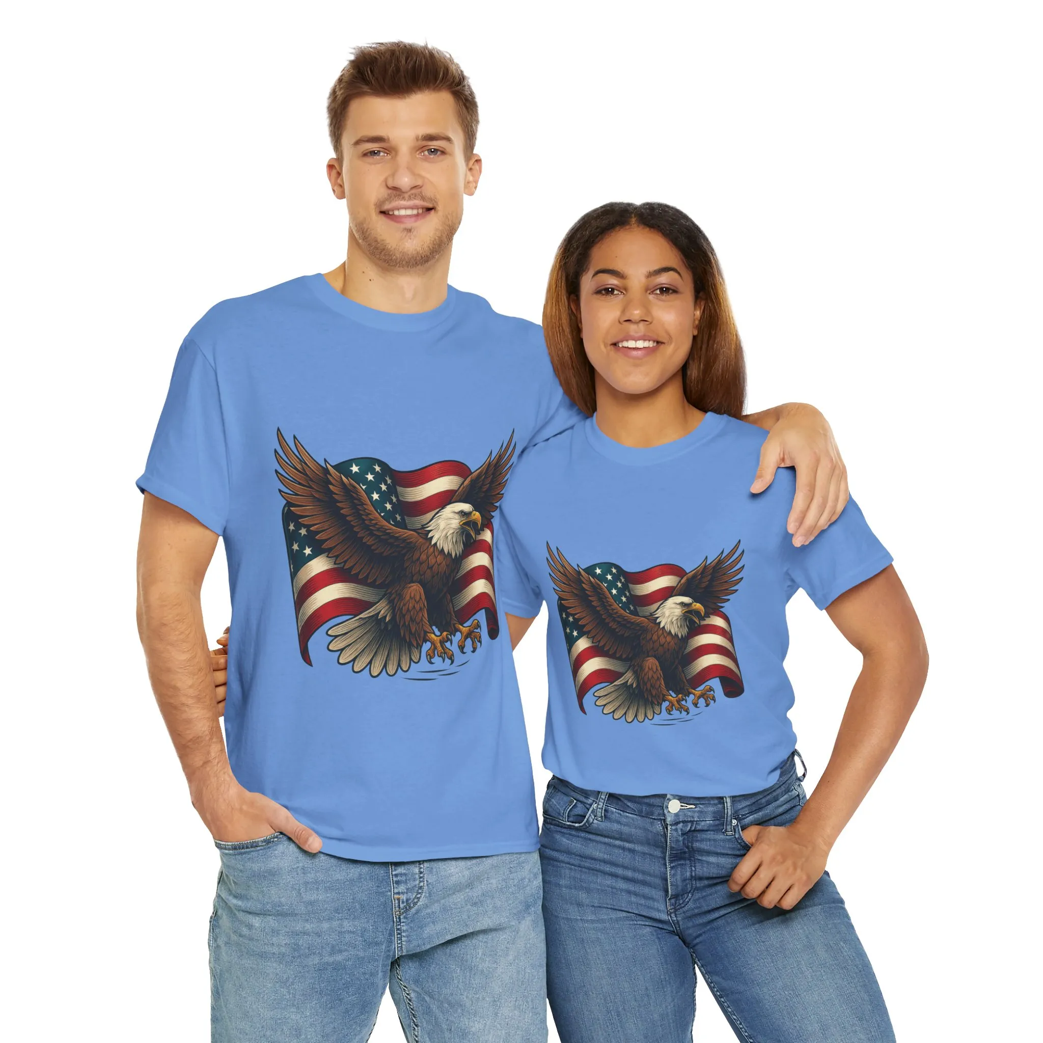 American Eagle Graphic Tee, Patriotic T-Shirt, Fourth of July Apparel, Eagle Love Shirt, Unisex Heavy Cotton Tee - Image 23