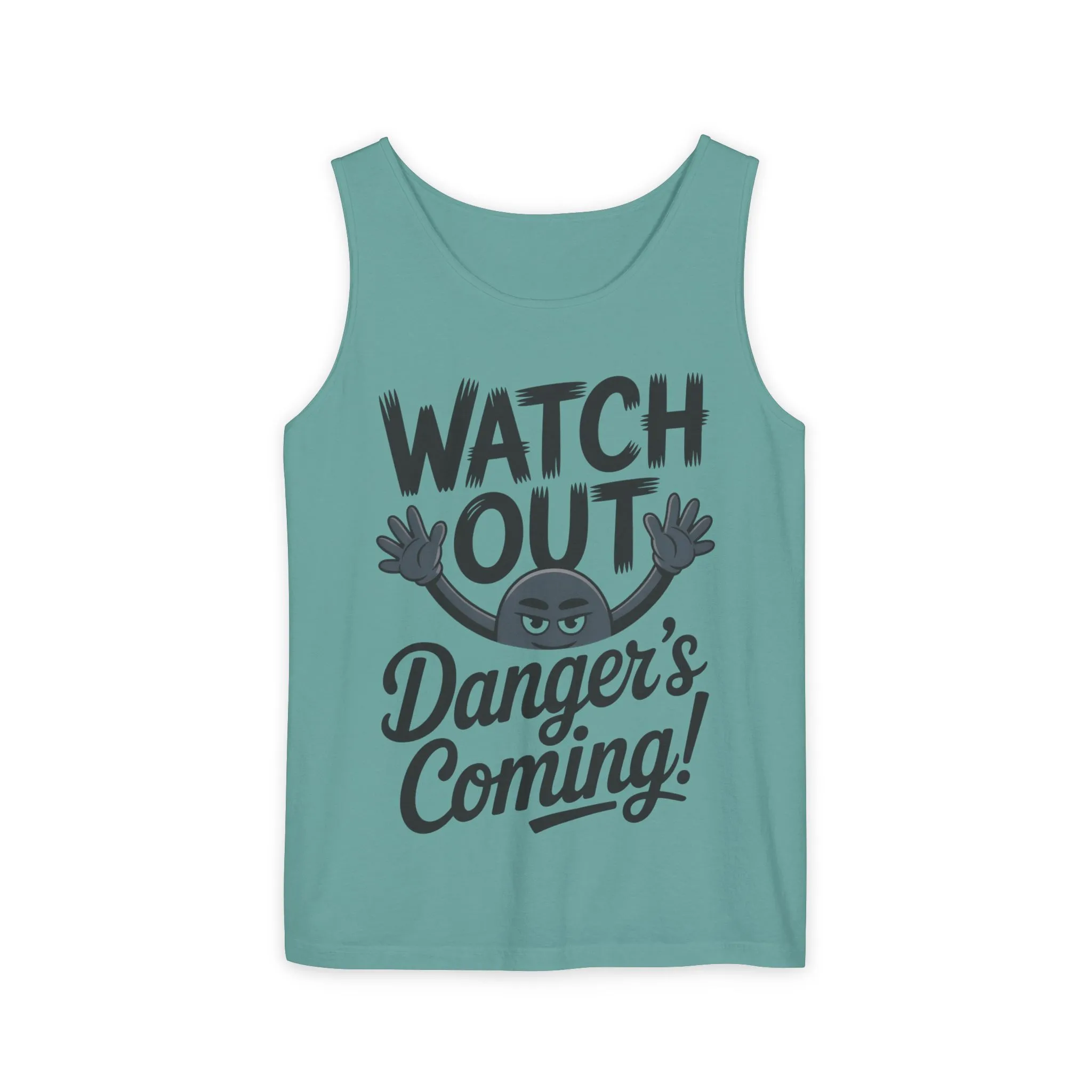Watch Out! Danger's Coming, Mens Garment-Dyed Tank Top, Summer Tank, Trendy Mens Top, Fun Graphic Tee, Casual Wear, Gift for Him - Image 16