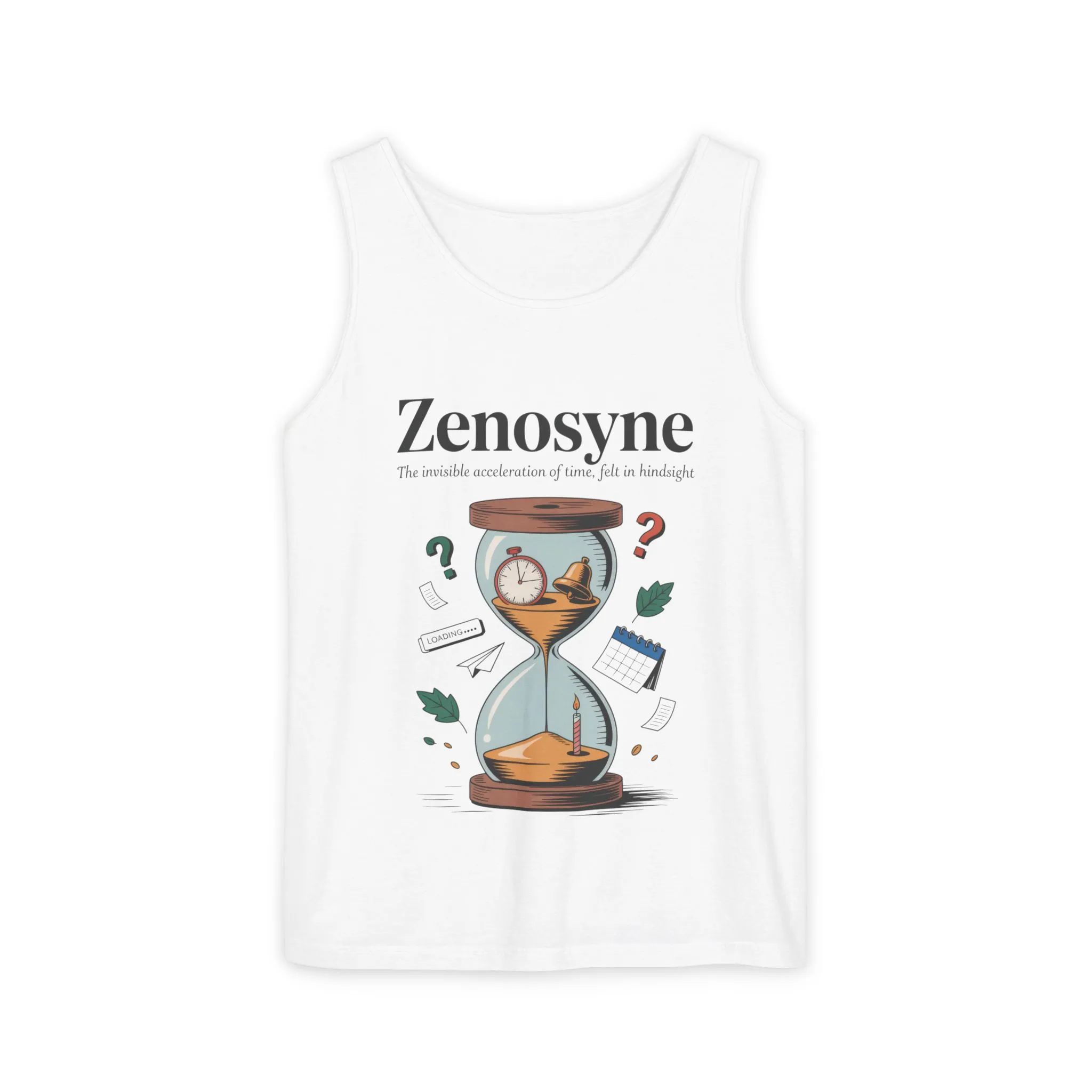 Zenosyne Tank Top, Unisex Garment-Dyed Tee, Time Awareness Gift, Casual Summer Wear, Philosophy Shirt, Unique Everyday Apparel - Image 3