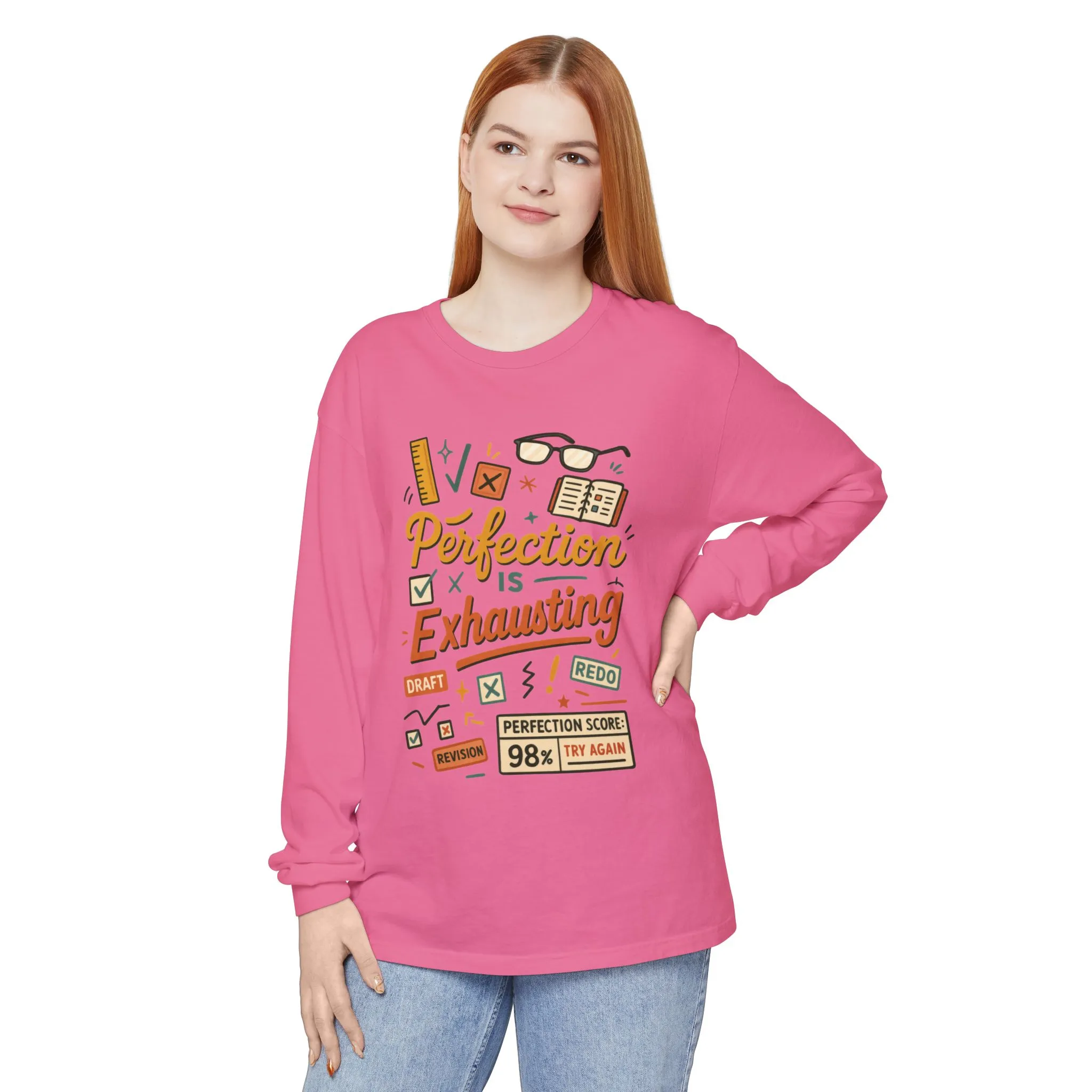Stress Relief Long Sleeve Tee, Perfect for Perfectionists, Humorous Gift, Back-to-School, Gift for Graduates, Motivational Apparel - Image 25