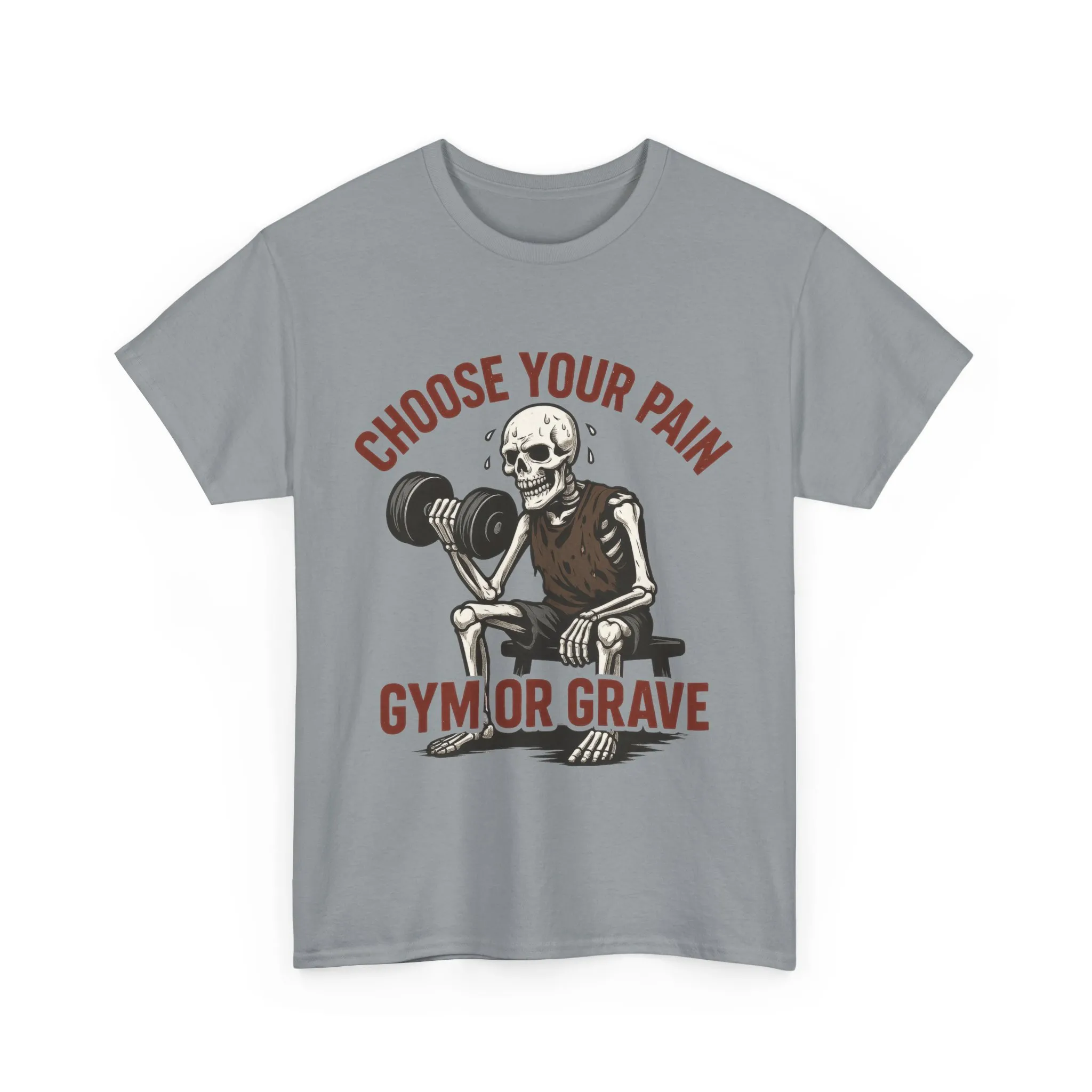Choose Your Pain Gym Shirt, Gym or Grave Mens Tee, Funny Skeleton Workout Tee, Dark Gym Humor Gift, Halloween Gym Shirt, Motivational Tees - Image 2
