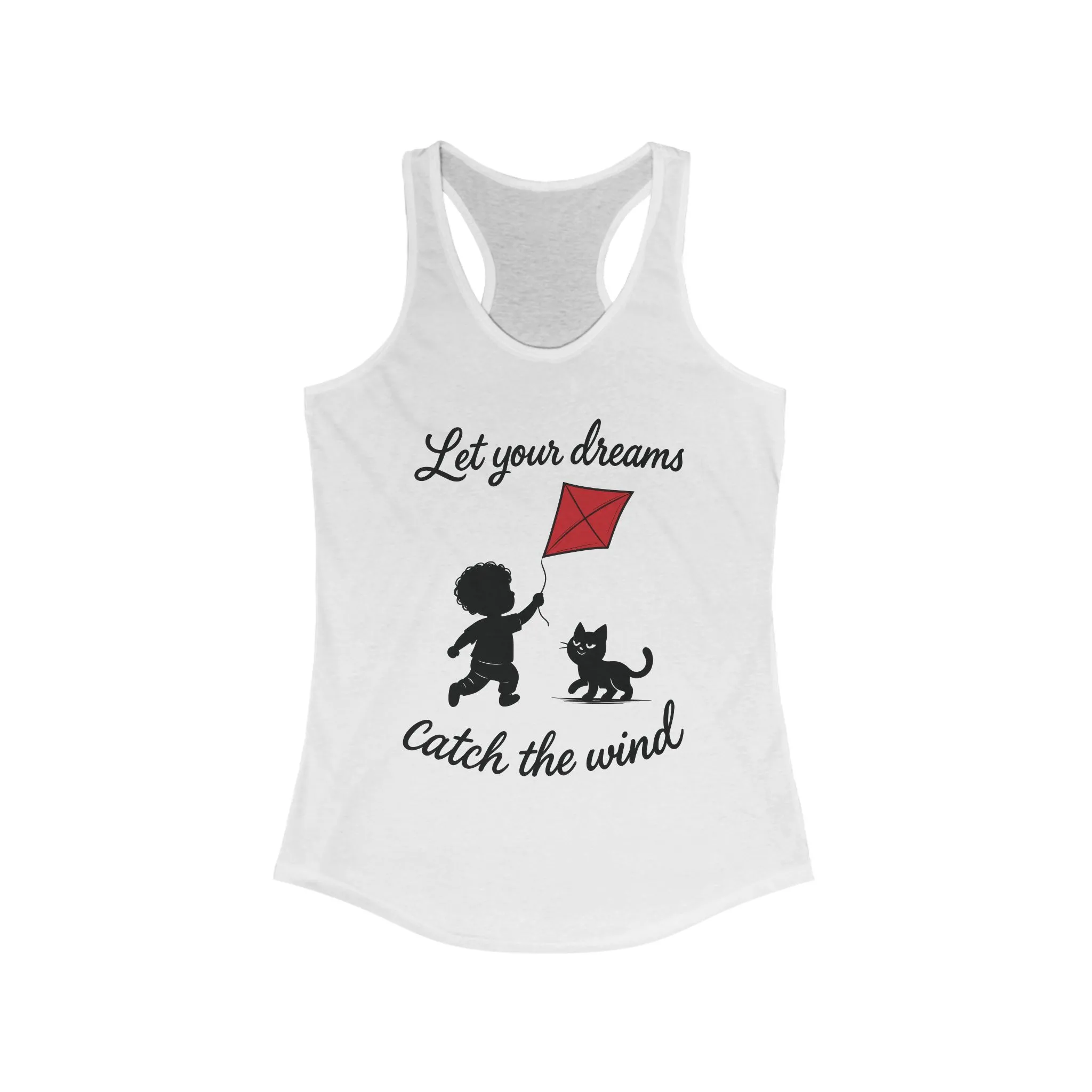 Inspirational Women's Racerback Tank - "Let Your Dreams Catch the Wind" - Motivational Workout Top, Summer Wear, Gift for Dreamers - Image 3