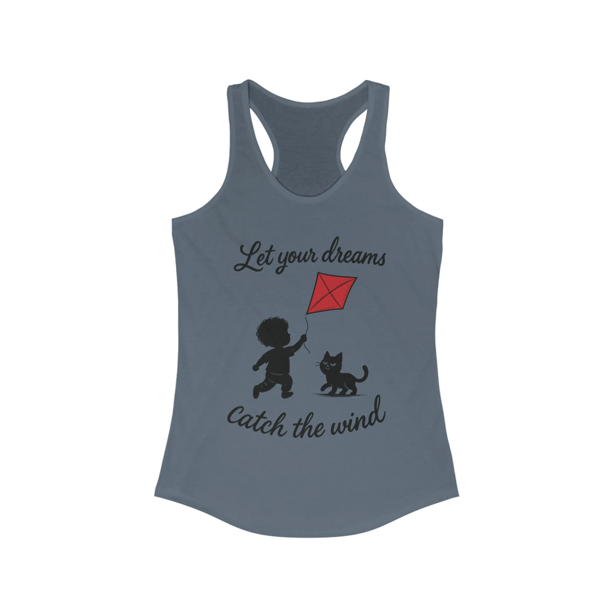 Inspirational Women's Racerback Tank - "Let Your Dreams Catch the Wind" - Motivational Workout Top, Summer Wear, Gift for Dreamers