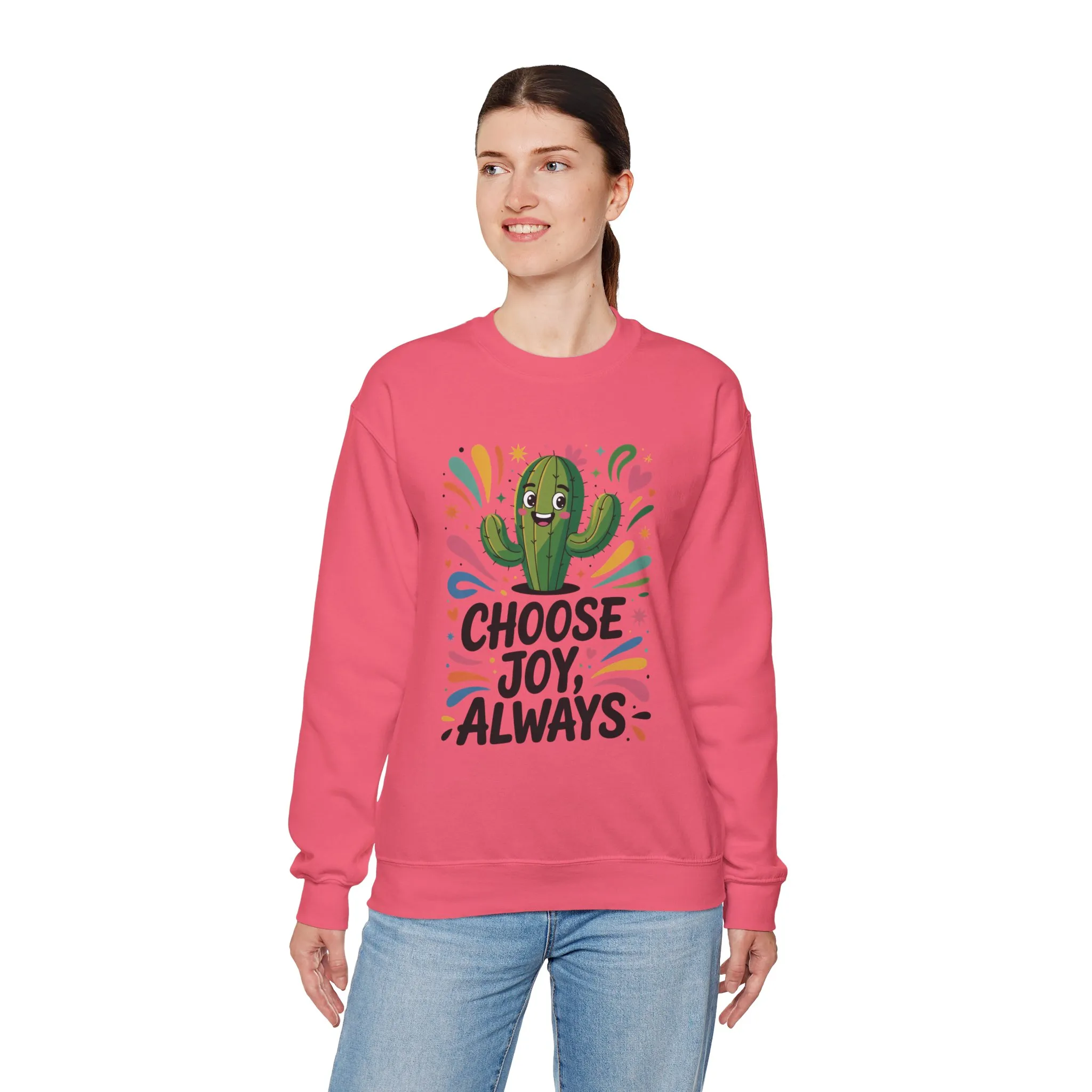 Joyful Cactus Sweatshirt: Choose Joy Always, Cozy Gift for Friends, Womens Casual Wear, Perfect for Celebrations and Everyday Comfort - Image 33
