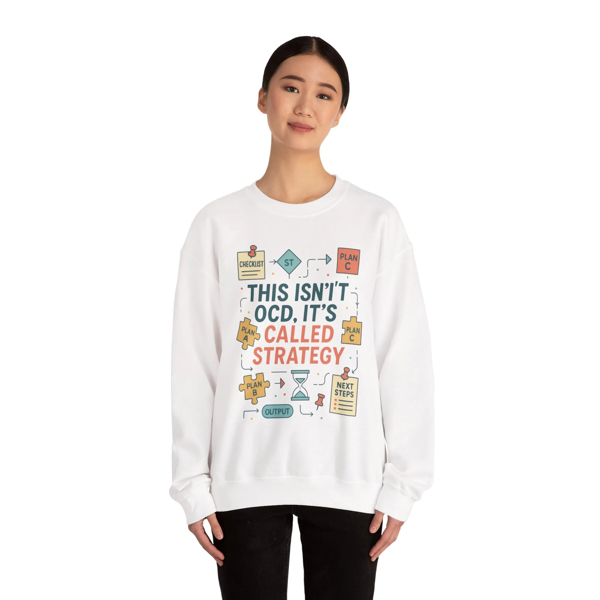 Funny Womens Planning Sweatshirt, This Isnt OCD Its Called Strategy, Sarcastic Organizer Pullover for Her, Strategy Sweatshirt - Image 5