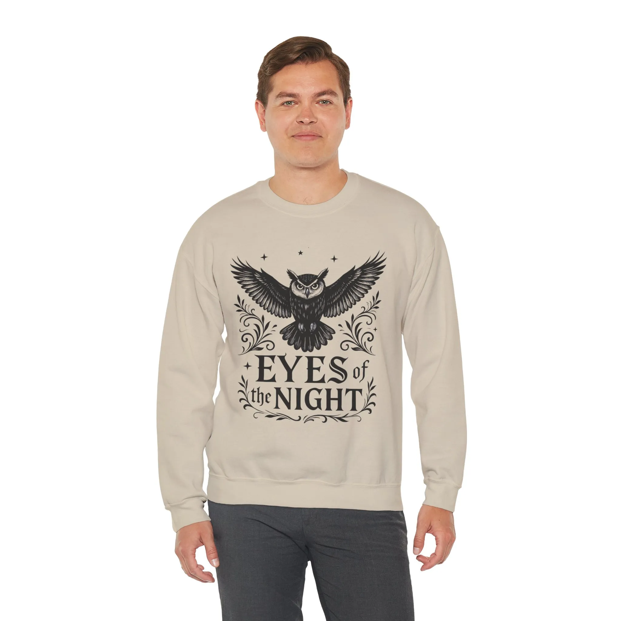 Eyes of the Night Owl Sweatshirt, Mens Dark Gothic Sweatshirt, Mysterious Owl Graphic Pullover, Forest Bird of Night Design, Halloween Gift - Image 16