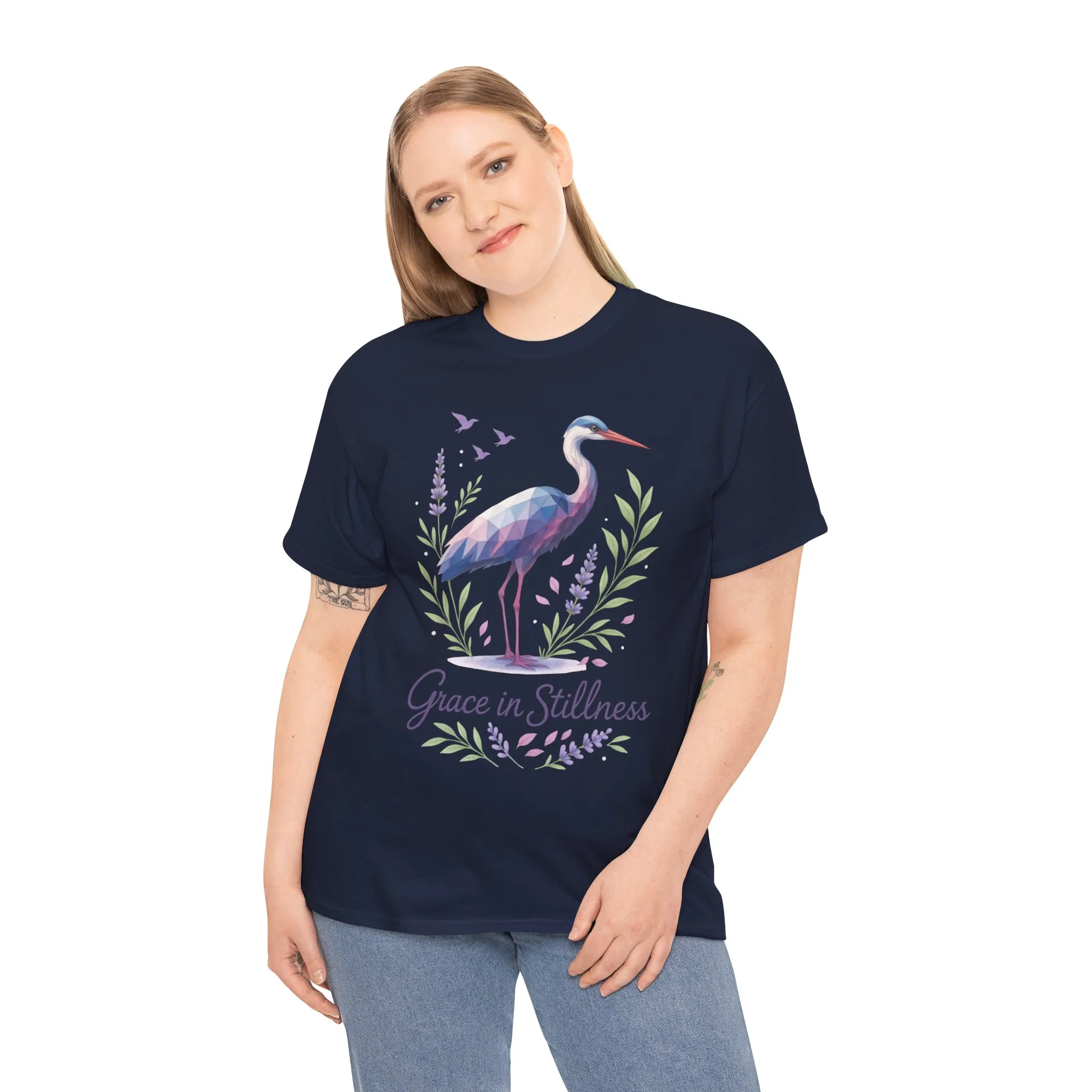 Polygonal Heron Graphic Shirt, Womens Artistic Bird Tee, Nature-Inspired Minimalist Design, Geometric Crane Tee, Bird Lovers Gift - Image 21