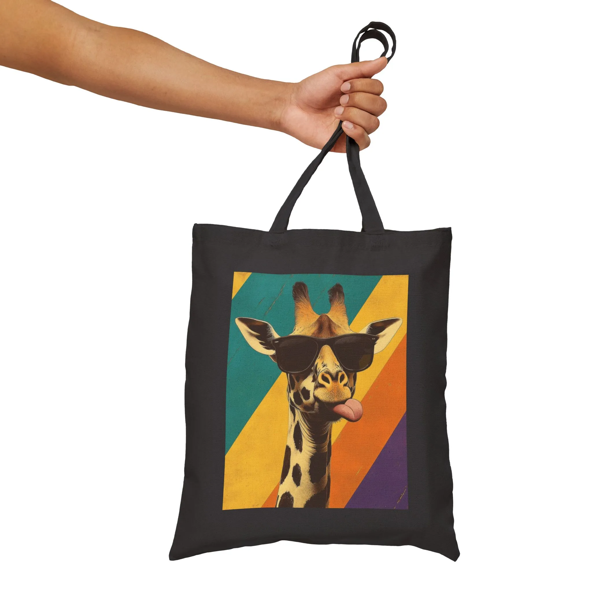 Funny Giraffe Tote Bag, Retro Pop Art Canvas Bag with Sunglasses & Attitude, Colorful Animal Print Tote, Quirky Gift for Cool People, Animal Lover Tote - Image 11
