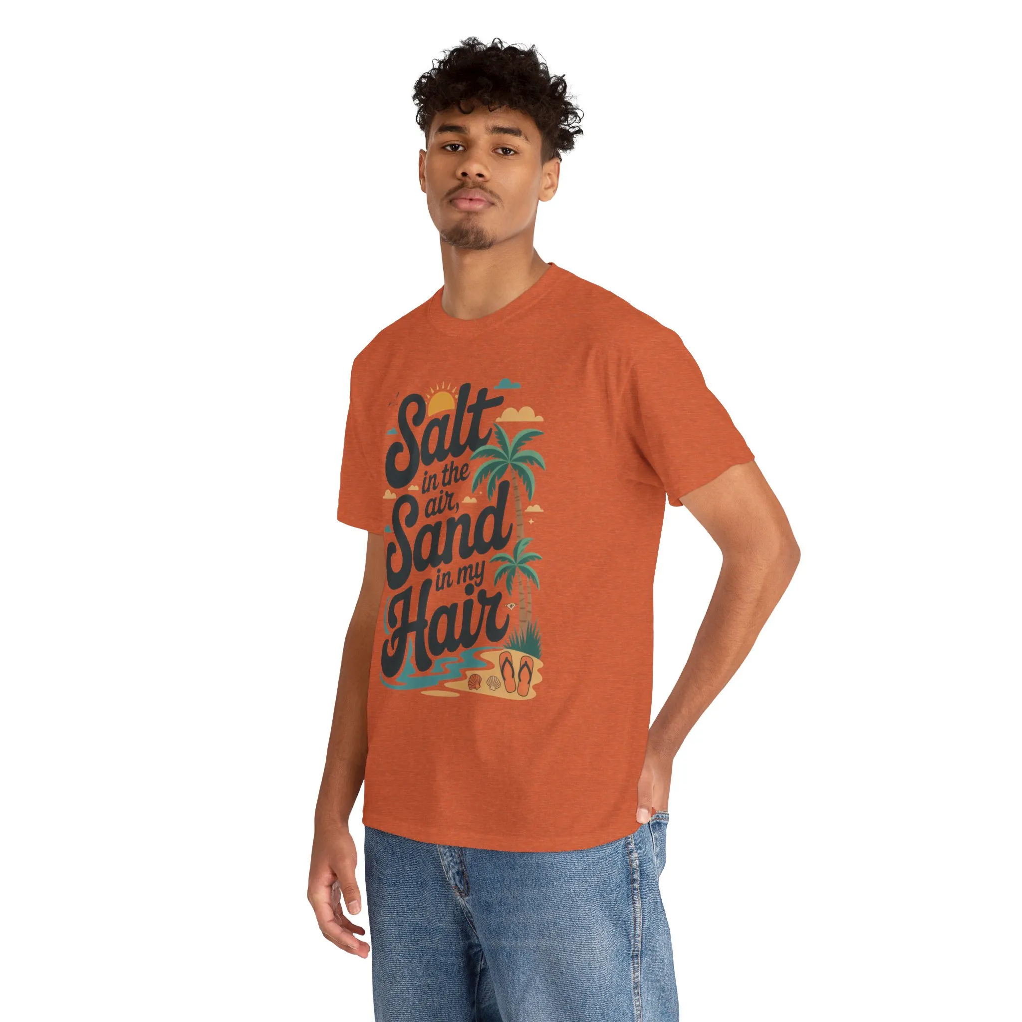 Salt in the Air Sand in My Hair Shirt, Beach Summer Vibes Graphic T-Shirt, Tropical Ocean Palm Design, Ocean-Themed Shirt, Gift Beach Lovers - Image 20
