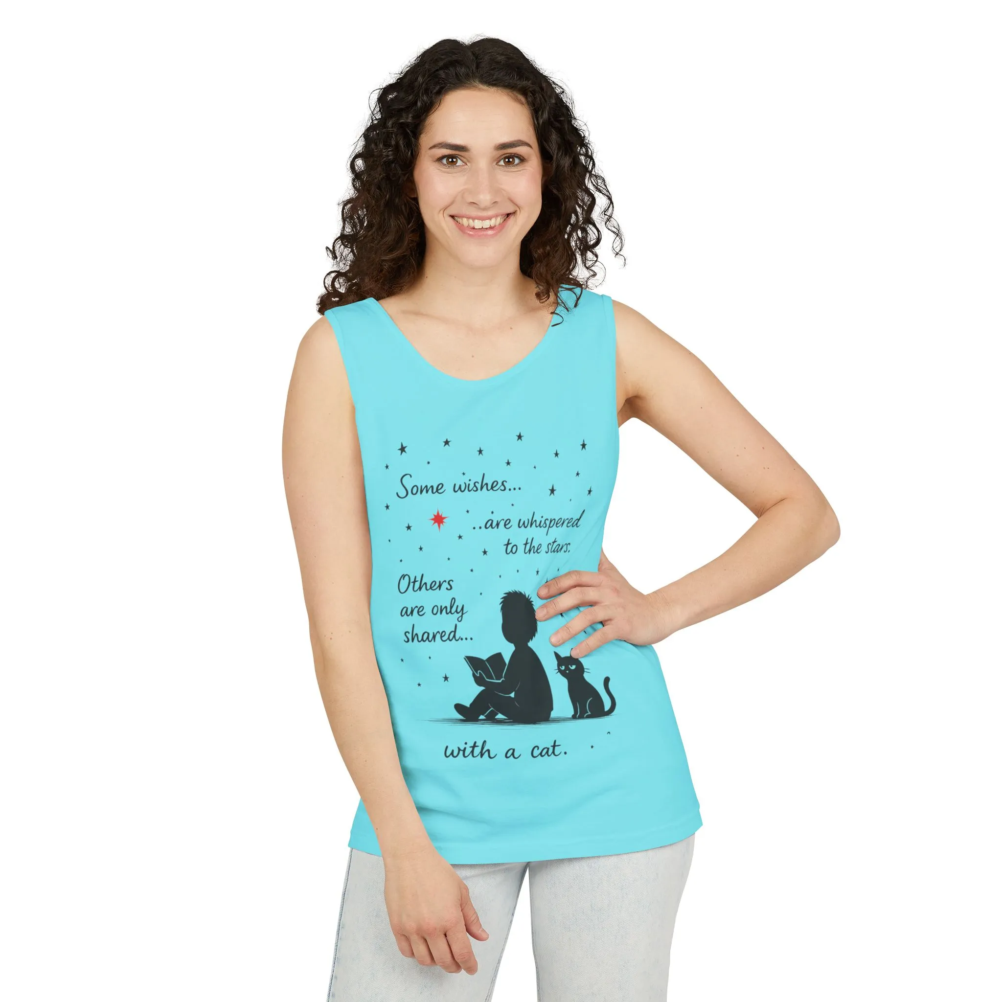 Whimsical Cat Lover's Tank Top, Inspirational Quote Top, Womens Garment-Dyed Summer Shirt, Gifts for Cat Moms, Casual Wear, Pet [...] - Image 15