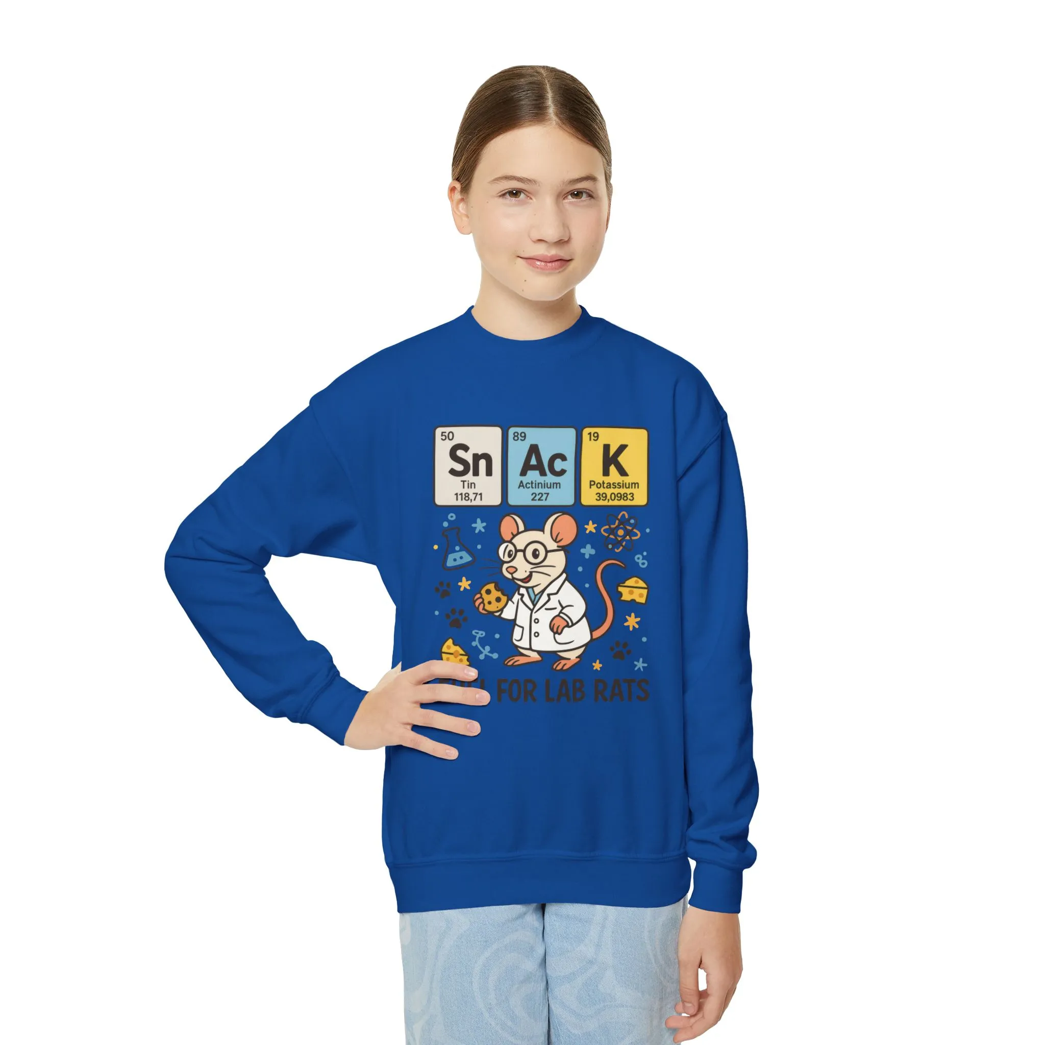 Youth Crewneck Sweatshirt - Fuel for Lab Rats, Cute Science Gift, Adorable Sweatshirt for Kids, Science Enthusiasts, Lab Rat Love - Image 15