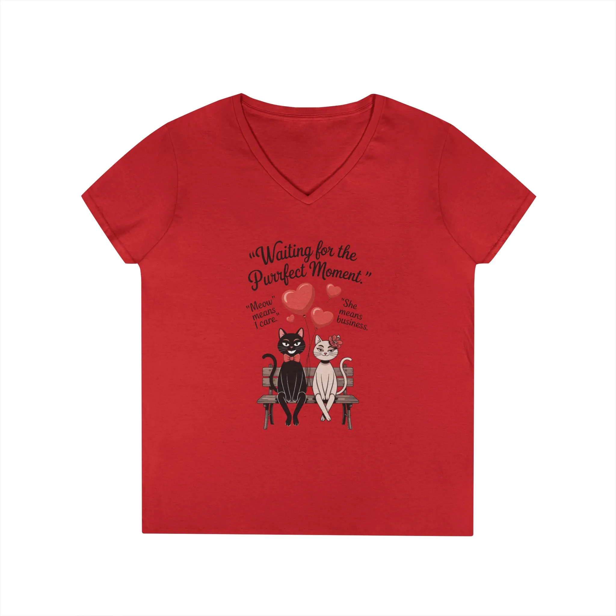 Cute Cat Lovers V-Neck T-Shirt, Casual Wear, Gift for Her, Pet Lovers, Best Friend Gift, Cute Cat Design, Valentine's Day, Cat Love - Image 25