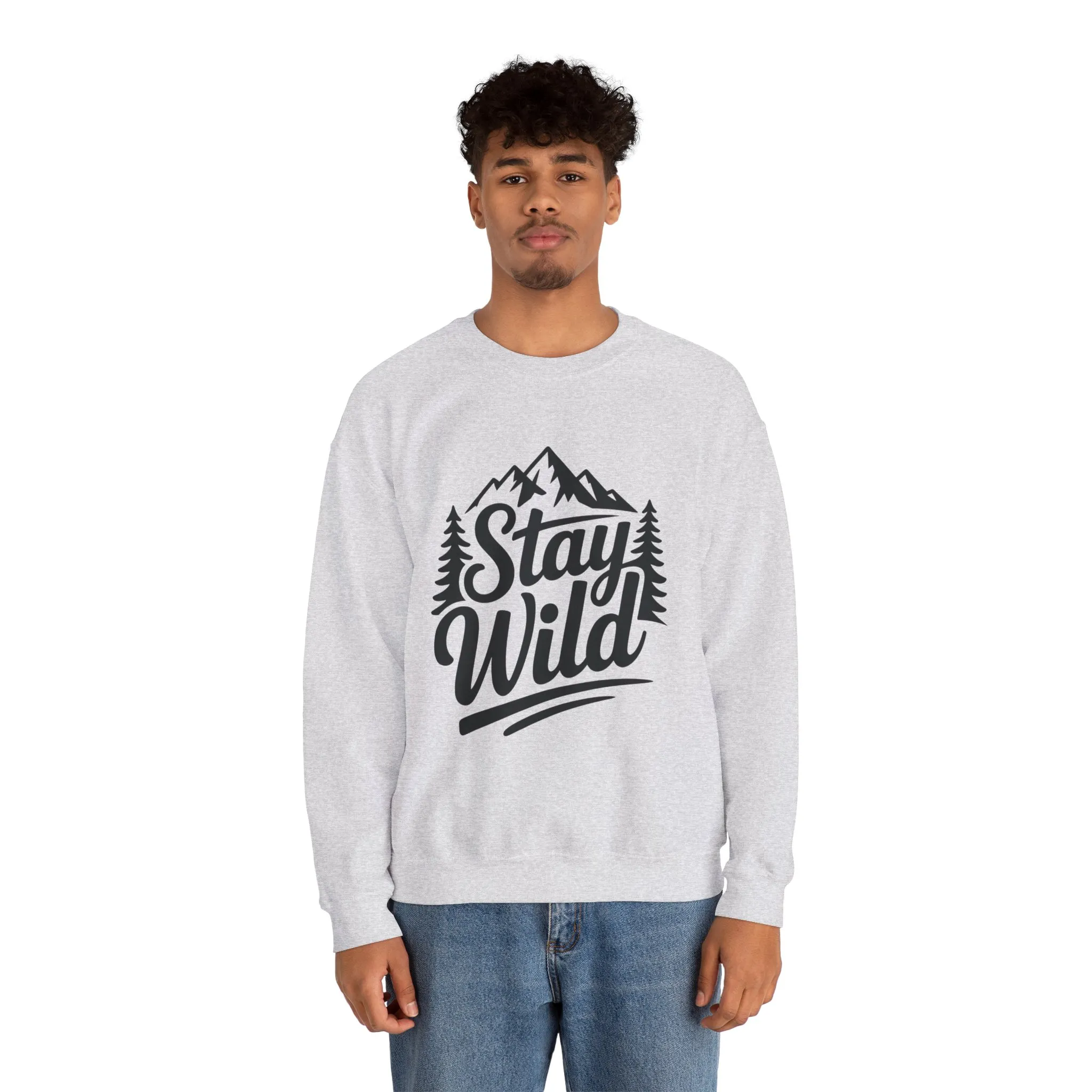 Stay Wild Unisex Crewneck Sweatshirt, Cozy Casual Wear for Adventurers, for Nature Lovers, Mountain Nature Unisex Crewneck Sweatshirt - Image 5