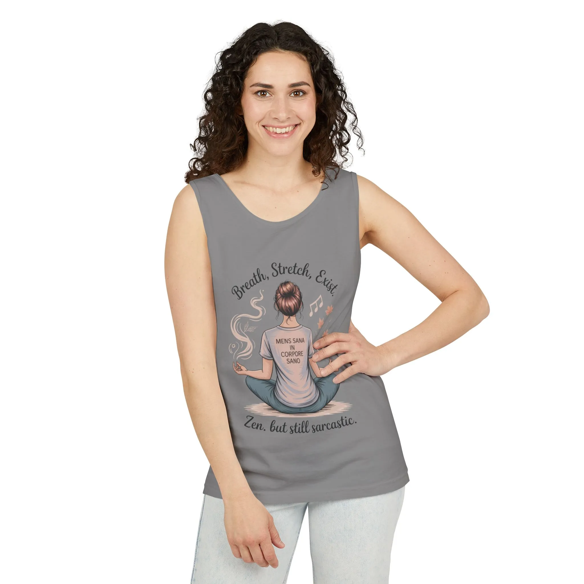 Zen Sarcastic Tank Top, Womens Meditation Shirt, Breath Stretch Exist Tee, Yoga Apparel, Gift for Mindfulness Lovers - Image 6