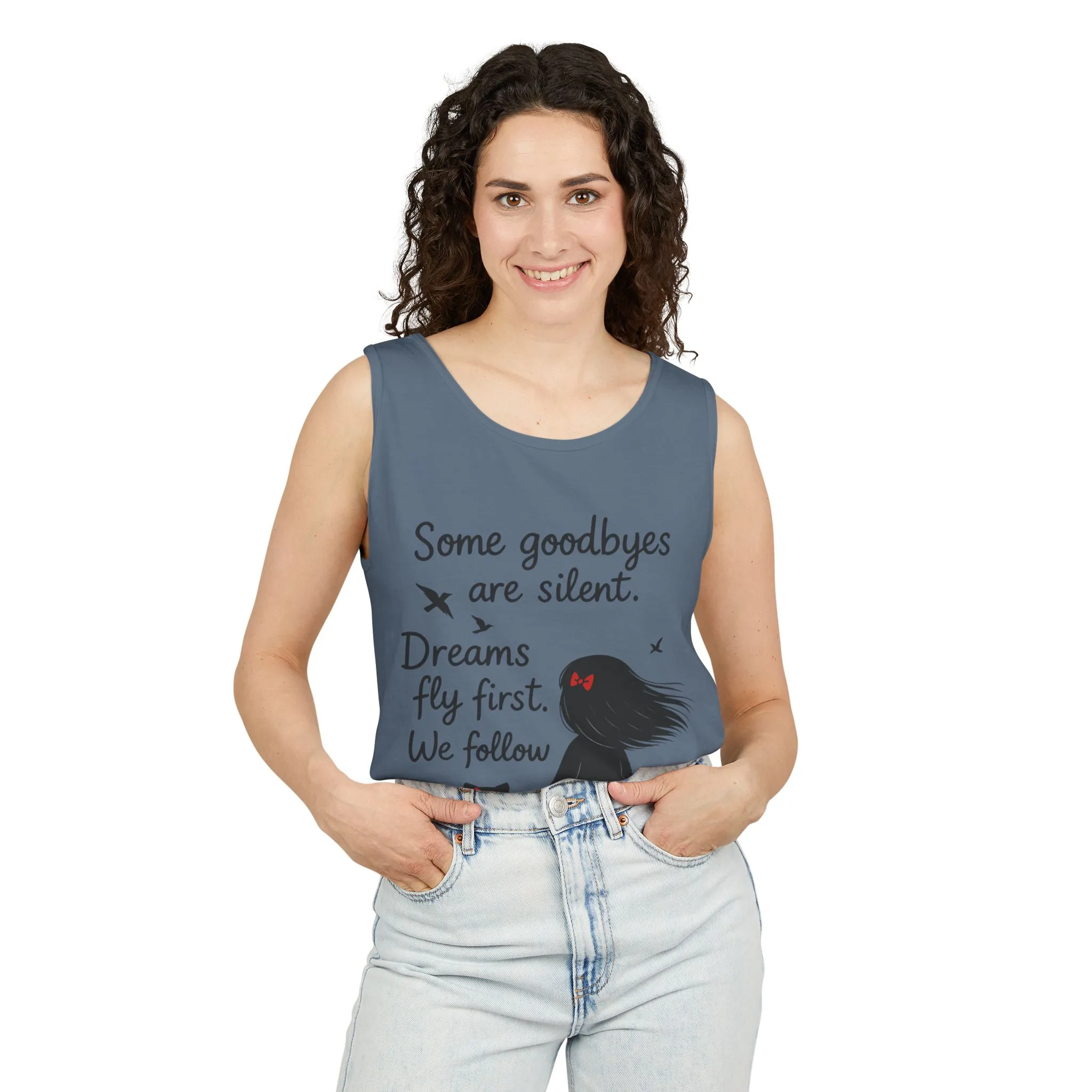 Minimalist Tank Top, Womens Tank, Girl & Cat Art Print, Emotional Lightweight Summer Shirt, Inspirational Apparel, Cat Lover Gift - Image 14
