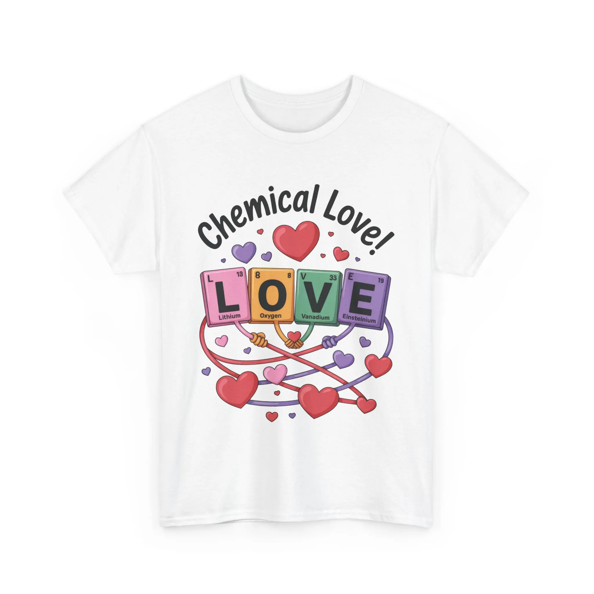 Chemical Love Unisex Heavy Cotton Tee, Cute Couple Shirt, Science Lovers Apparel, Valentines Day Top, Chemistry Lover Gift, Element Table - Image 2