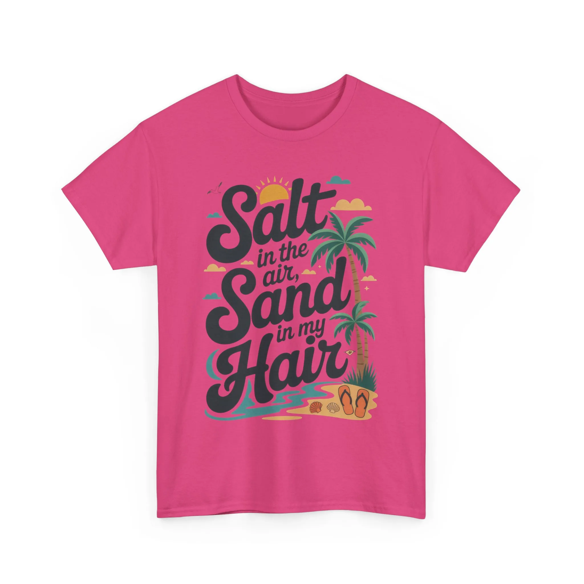 Salt in the Air Sand in My Hair Shirt, Beach Summer Vibes Graphic T-Shirt, Tropical Ocean Palm Design, Ocean-Themed Shirt, Gift Beach Lovers - Image 38