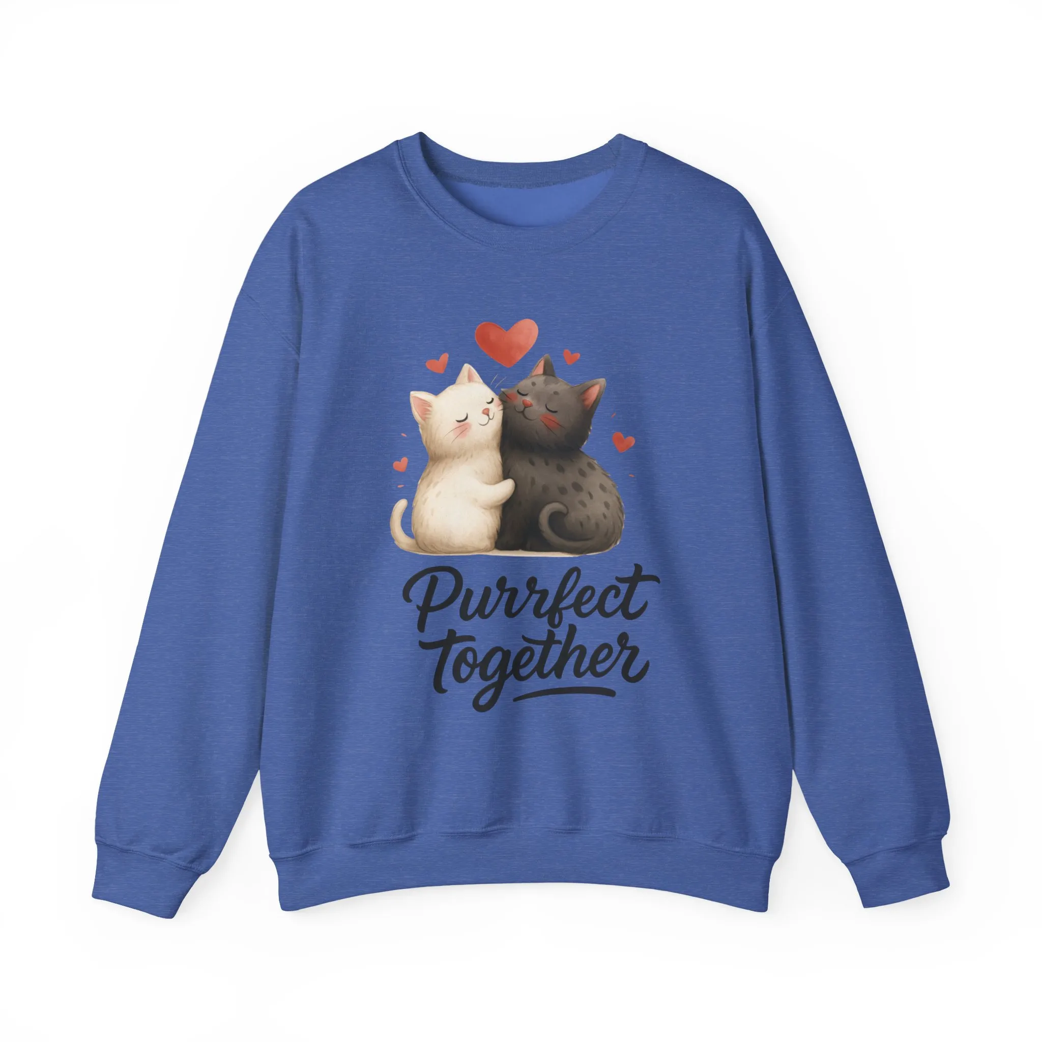 Cute Cat Couple Womens Sweatshirt, Purrfect Together Sweater, Gift for Cat Lovers, Cozy Crewneck for Valentine's Day, Animal Lover Apparel - Image 34