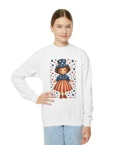 Youth Patriotic Crewneck Sweatshirt, Kids American Flag Sweatshirt, 4th of July, Independence Day Gift, Stars and Stripes