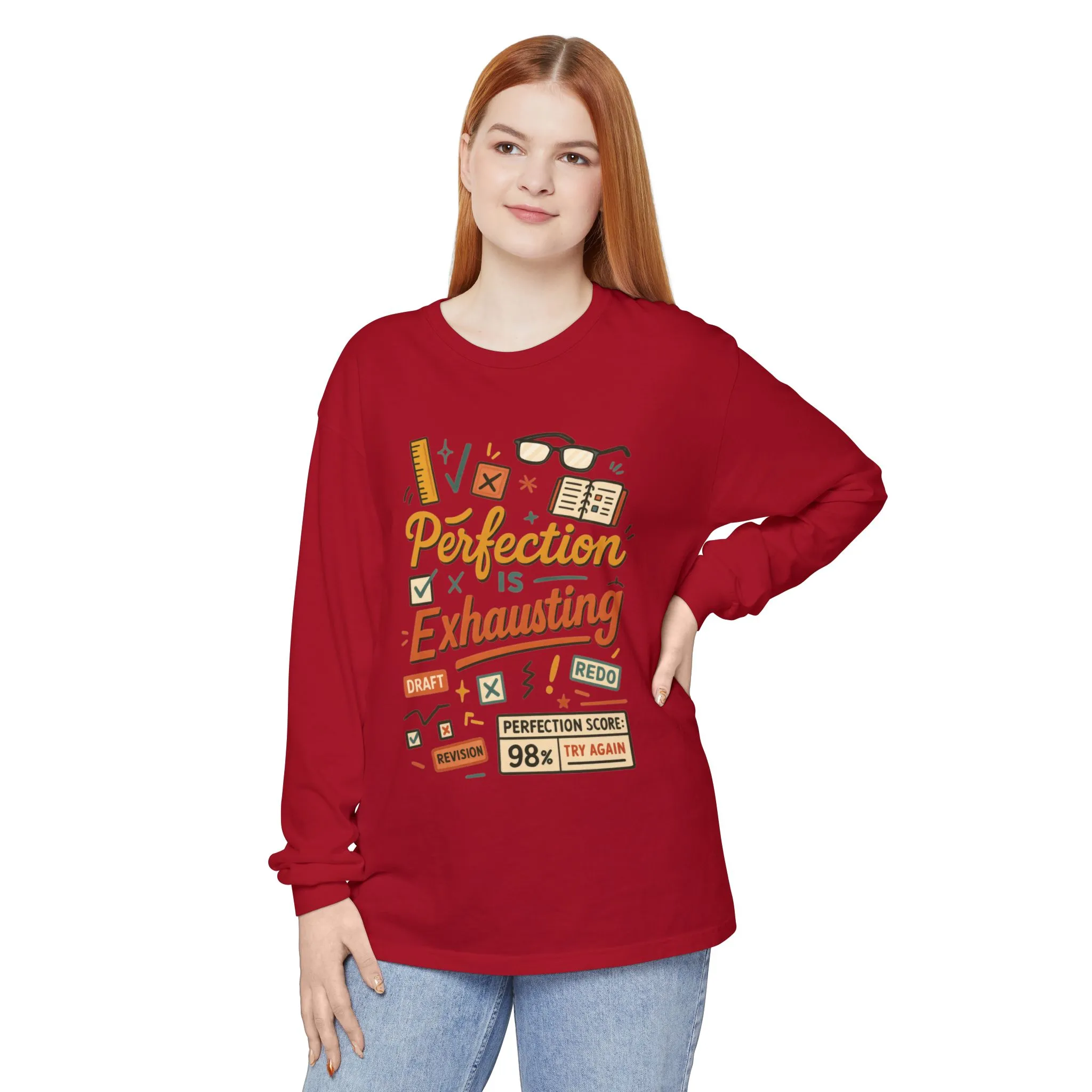Stress Relief Long Sleeve Tee, Perfect for Perfectionists, Humorous Gift, Back-to-School, Gift for Graduates, Motivational Apparel - Image 45