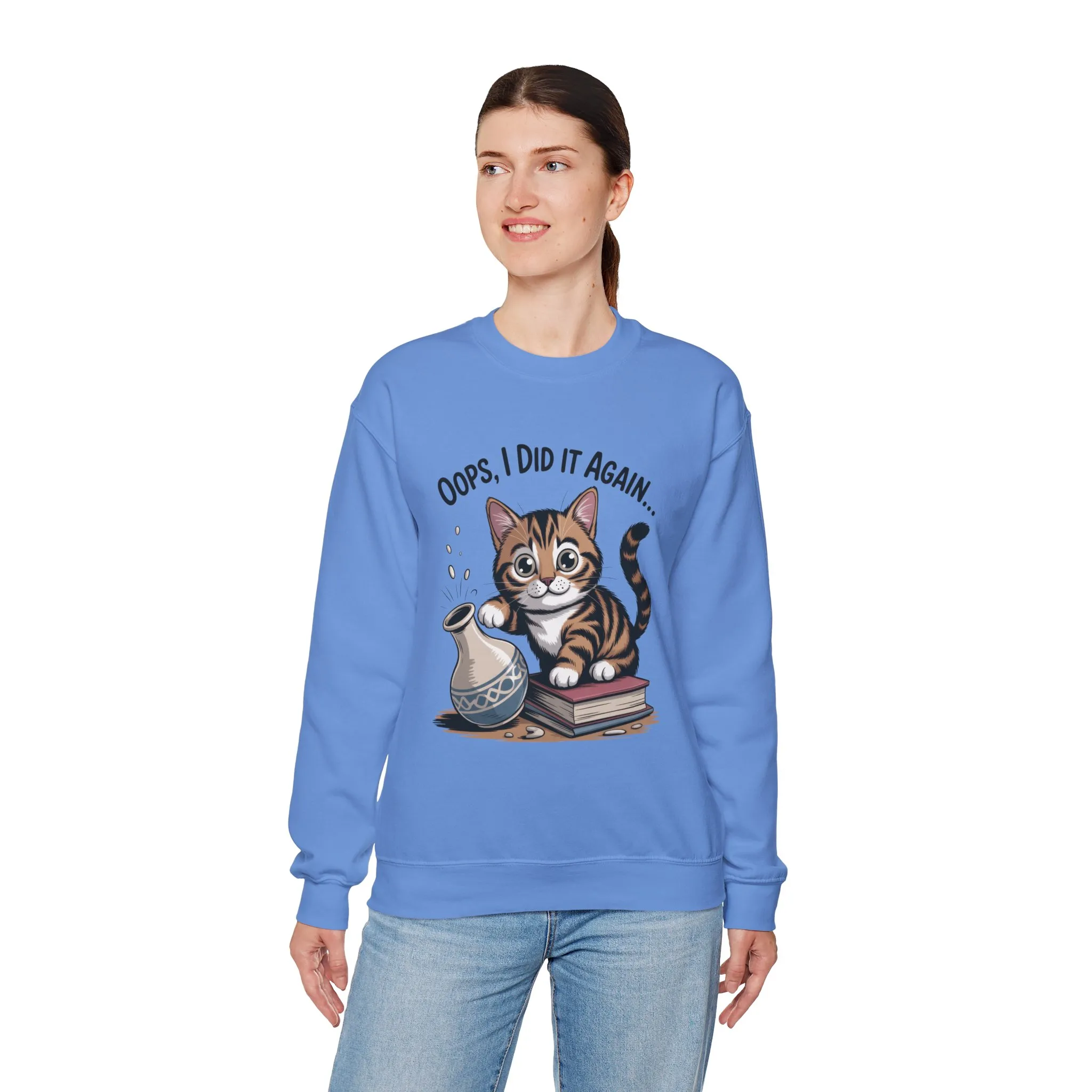 Cute Cat Oops! I Did It Again Sweatshirt, Funny Pet Lover Gift, Cozy Crewneck for Cat Moms, Purrfect for Birthdays, Casual Wear - Image 15