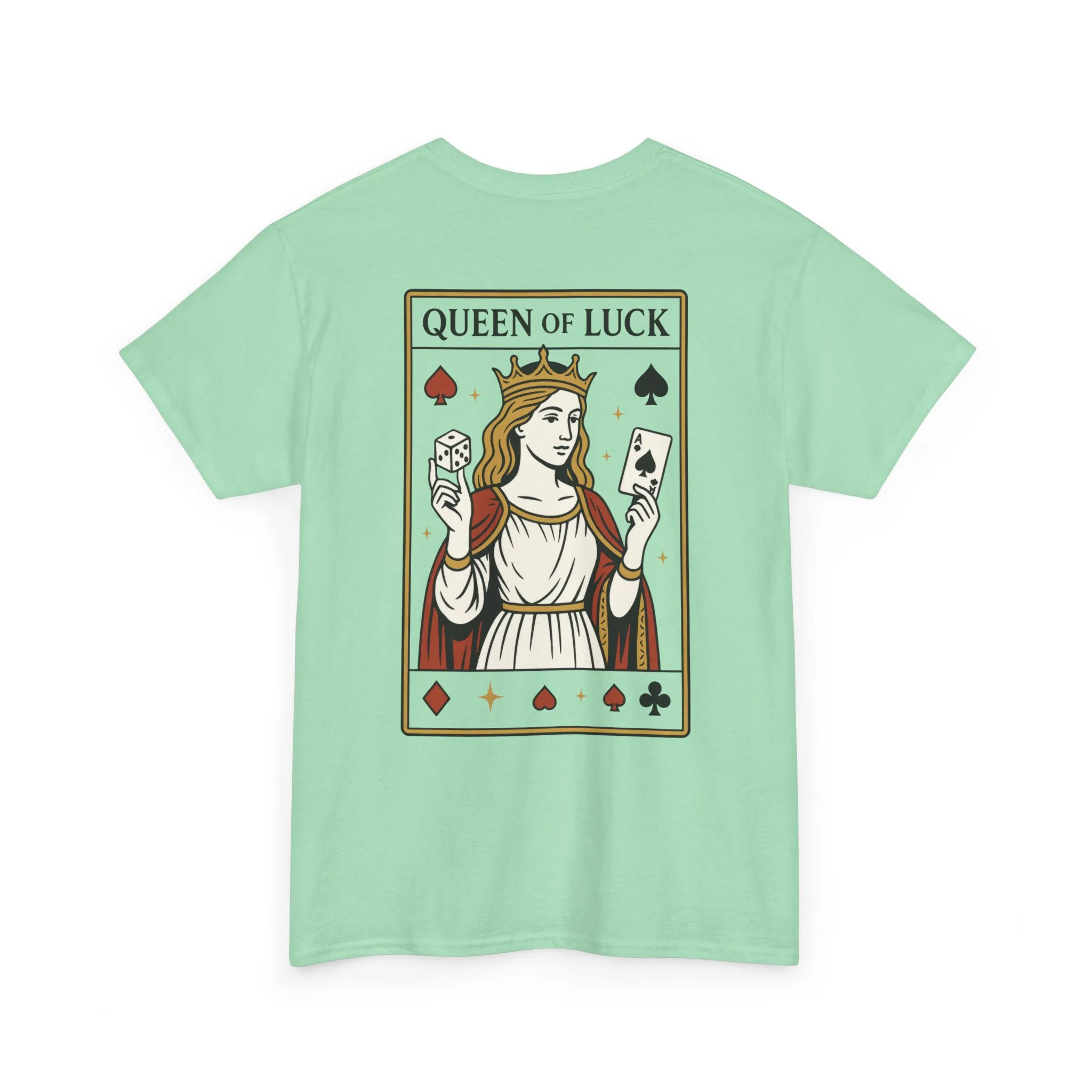 Front & Back Print unisex T-Shirt, Roll the Dice Tee for Men, Vintage Gambling Shirt, Casino Gift, Poker Gift, Card Games Gift, Queen of Luck - Image 39