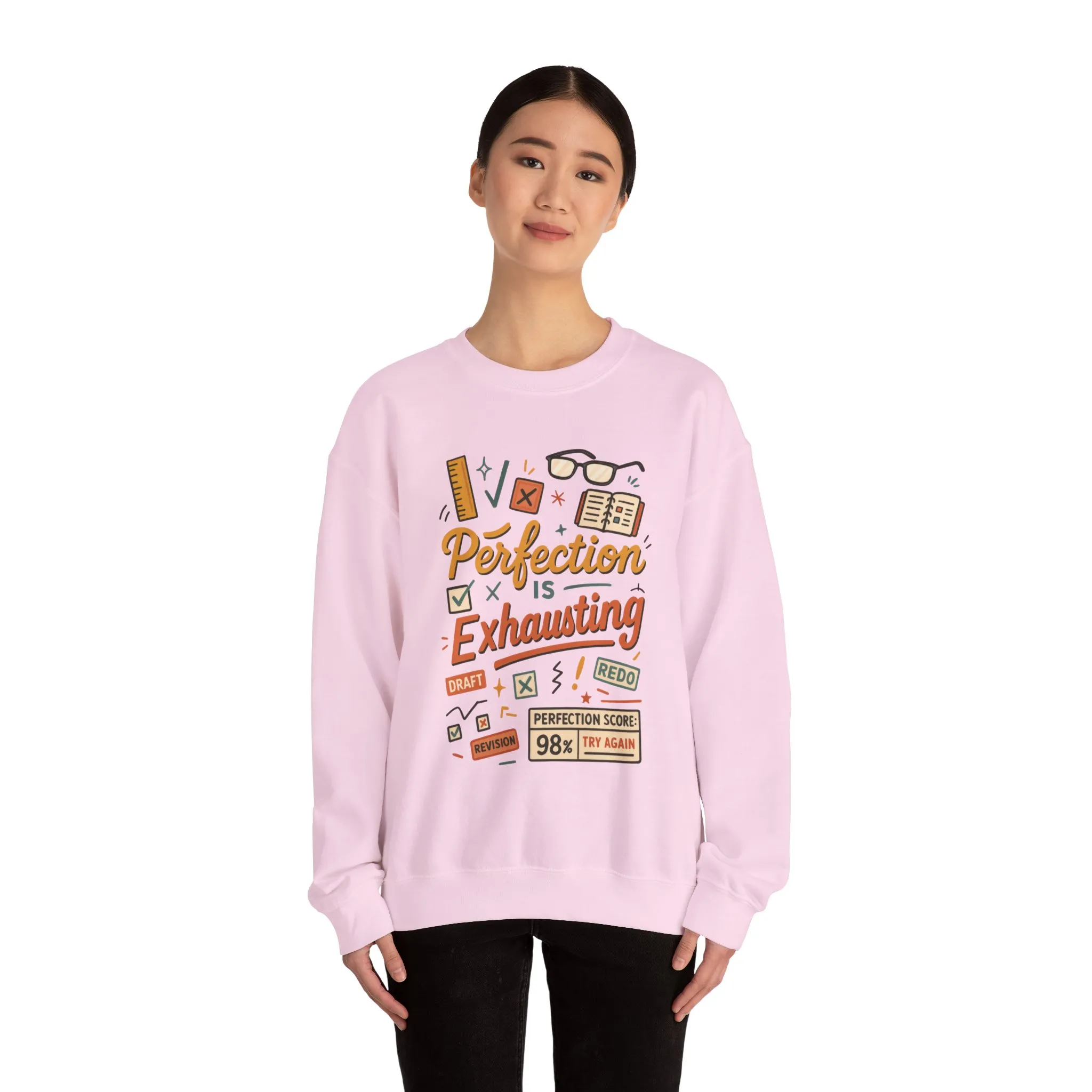 Exhausting Perfection Crewneck Sweatshirt, Funny Gift for Students, Cozy Unisex Sweater, Gift for Graduates, Motivational Apparel - Image 30