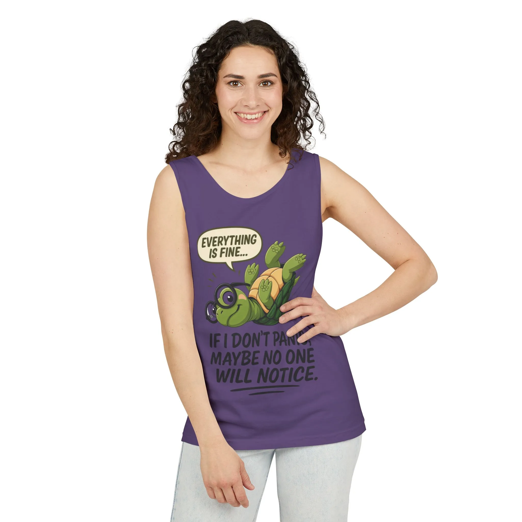 Funny Turtle Womens Tank Top, Everything is Fine, Womens Summer Apparel, Relaxed Fit, Pool Party, Beachwear, Humorous Gift - Image 18