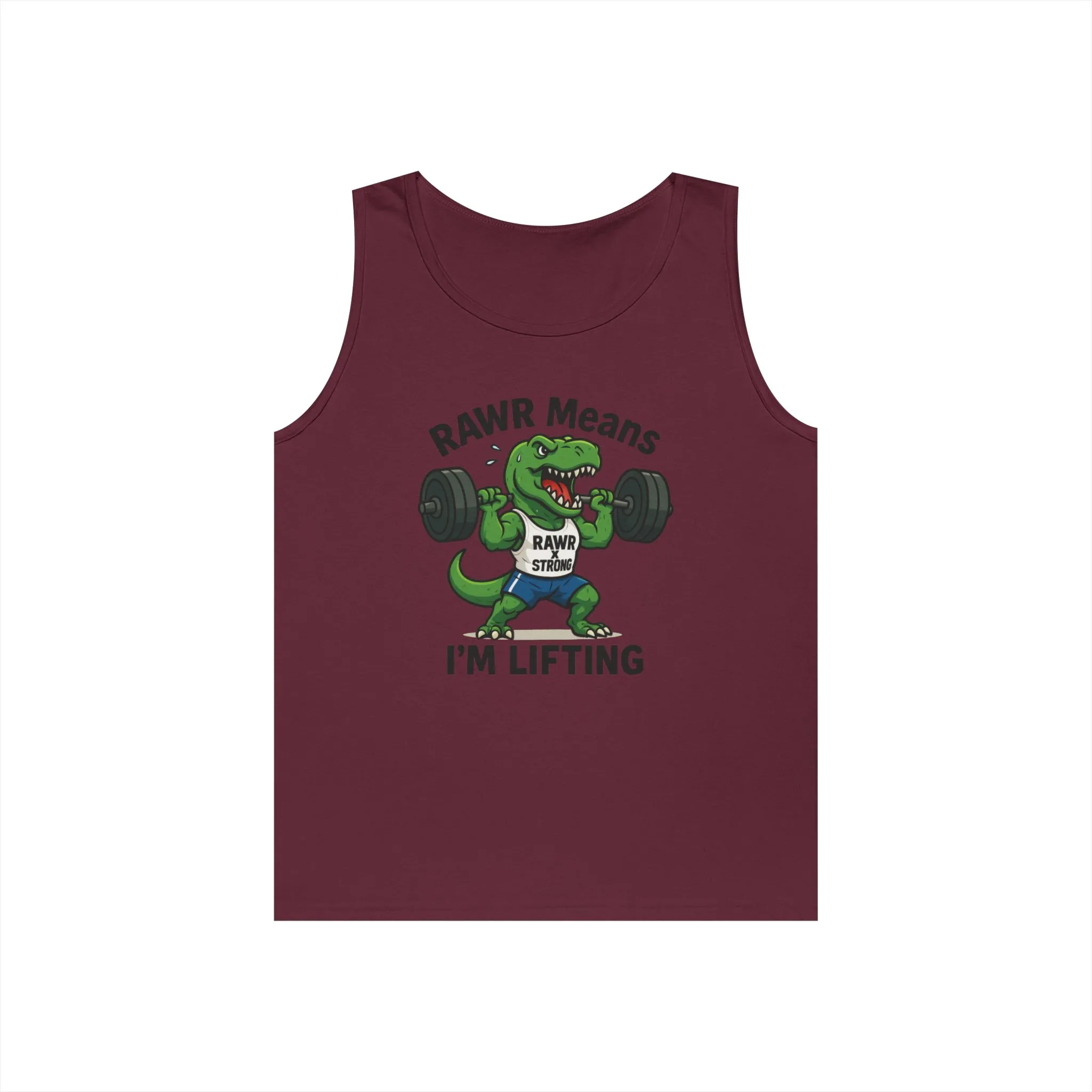 RAWR Gym Tank for Men, Funny Dinosaur Lifting Tee, Workout Dino Fitness Gift, Barbell Humor Tank Top for Men, Motivational Tank, Activewear - Image 6