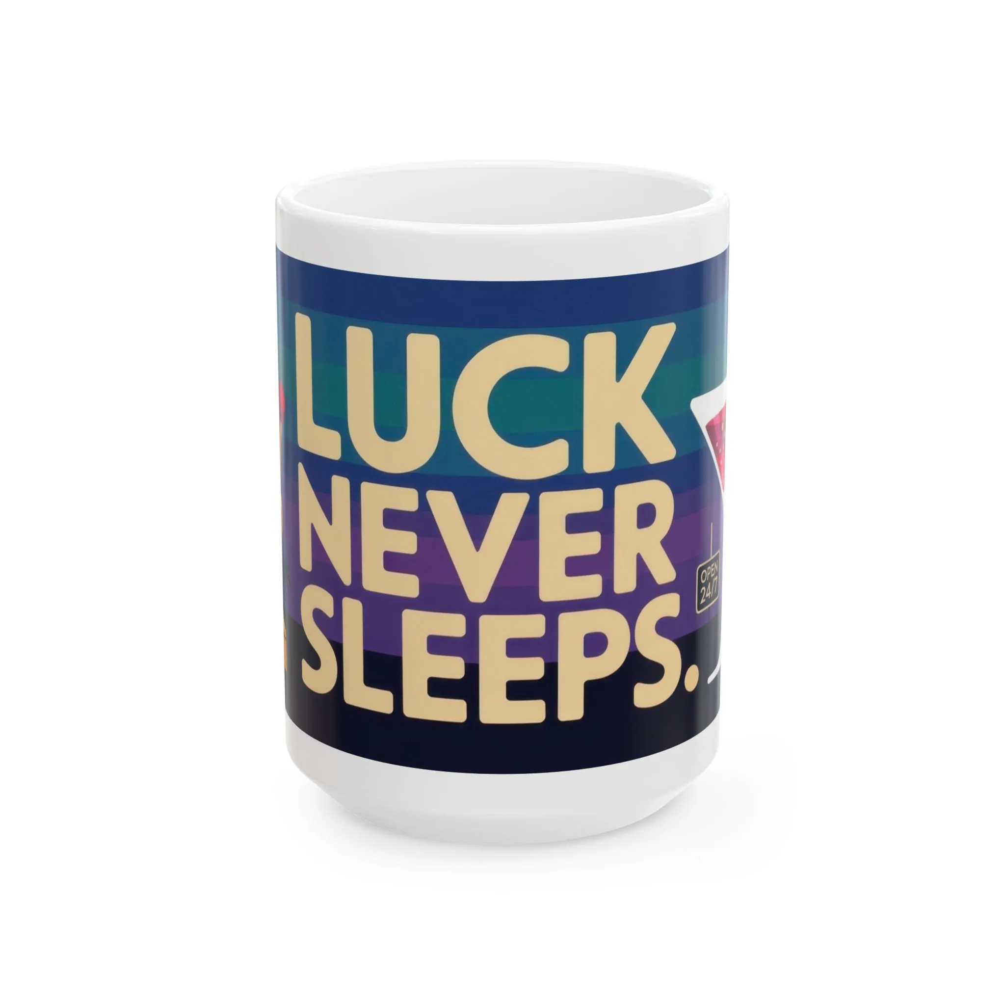 LUCK NEVER SLEEPS Mug, Retro Vegas Slot Machine Coffee Cup, Casino Gift, Gambling Lover Gift Idea, Perfect for Gamers, Poker Nights - Image 8