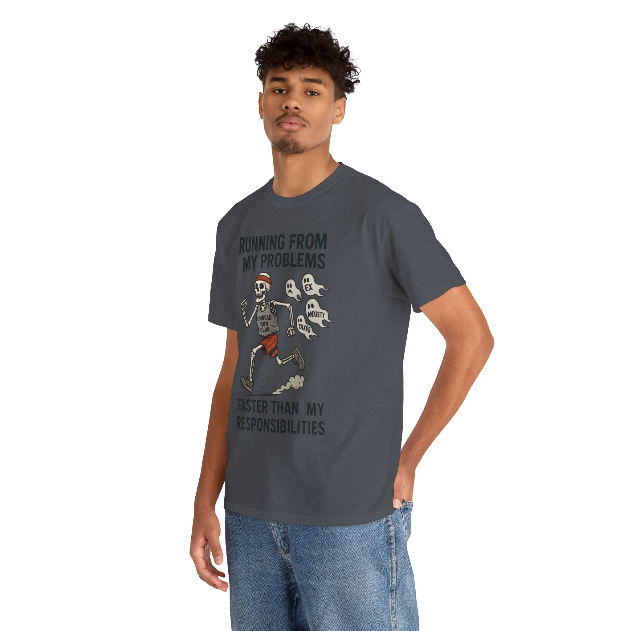 Skeleton Runner Tee for Men, Undead Jogging Club Shirt, Halloween T-Shirt, Gift for Runners, Anxiety Humor Gift - Image 27