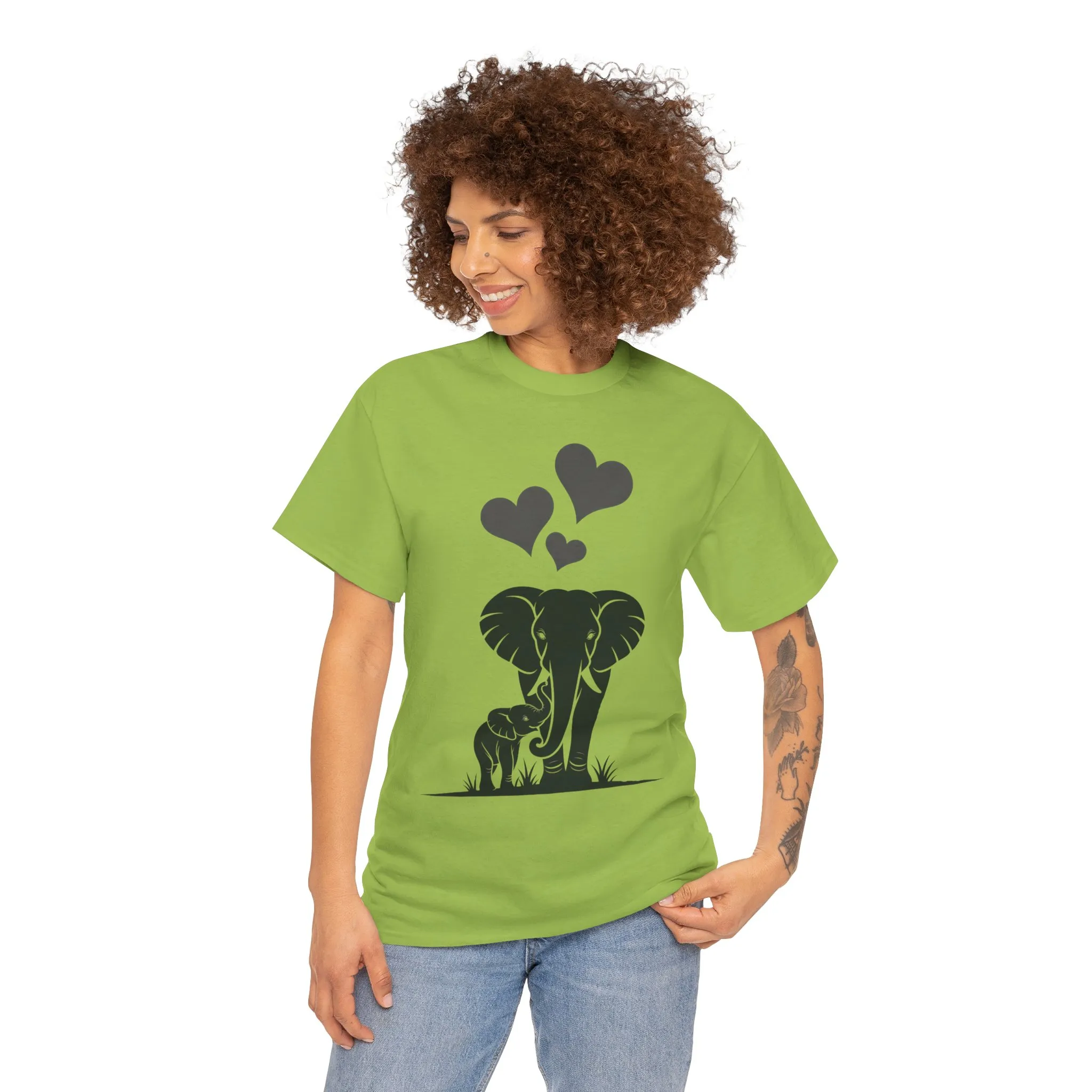 Elephant Mom and Baby T-Shirt, Elephant Love Cotton Tee, Cute Animal Shirt, Animal Lover Gift, Cute Minimalist Elephant Design - Image 8