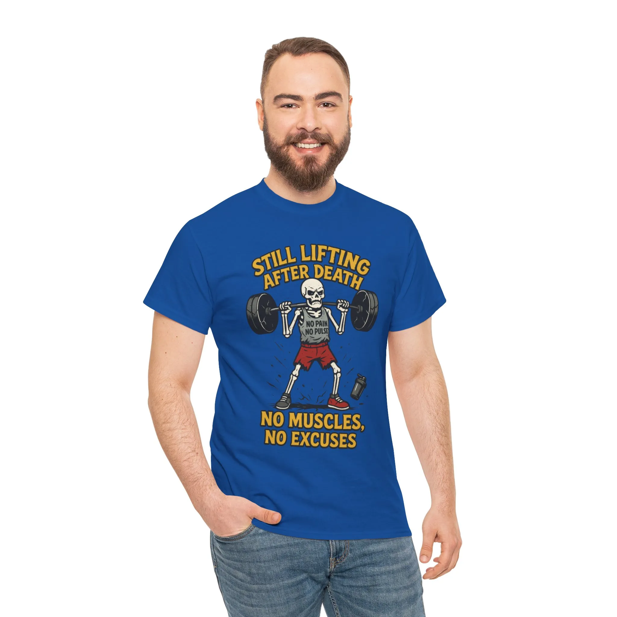 Funny Skeleton Gym T-Shirt, Still Lifting After Death, Funny Workout Shirt for Men, Fitness Gift, Halloween Apparel, Unisex Cotton Tee - Image 29