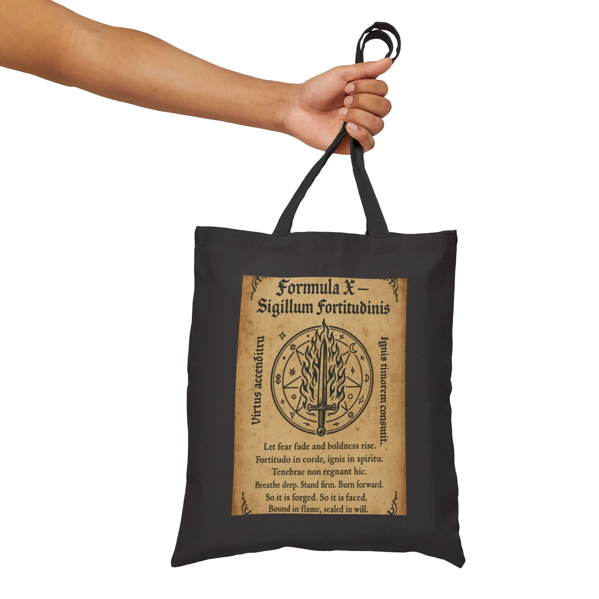 Sigil of Strength Tote Bag, Courage & Flame Symbol, Mystic Sword Ward, Witchy Canvas Bag, Fire Spell Art, Witchy Decor, Mystical Sigil Tote - Image 12