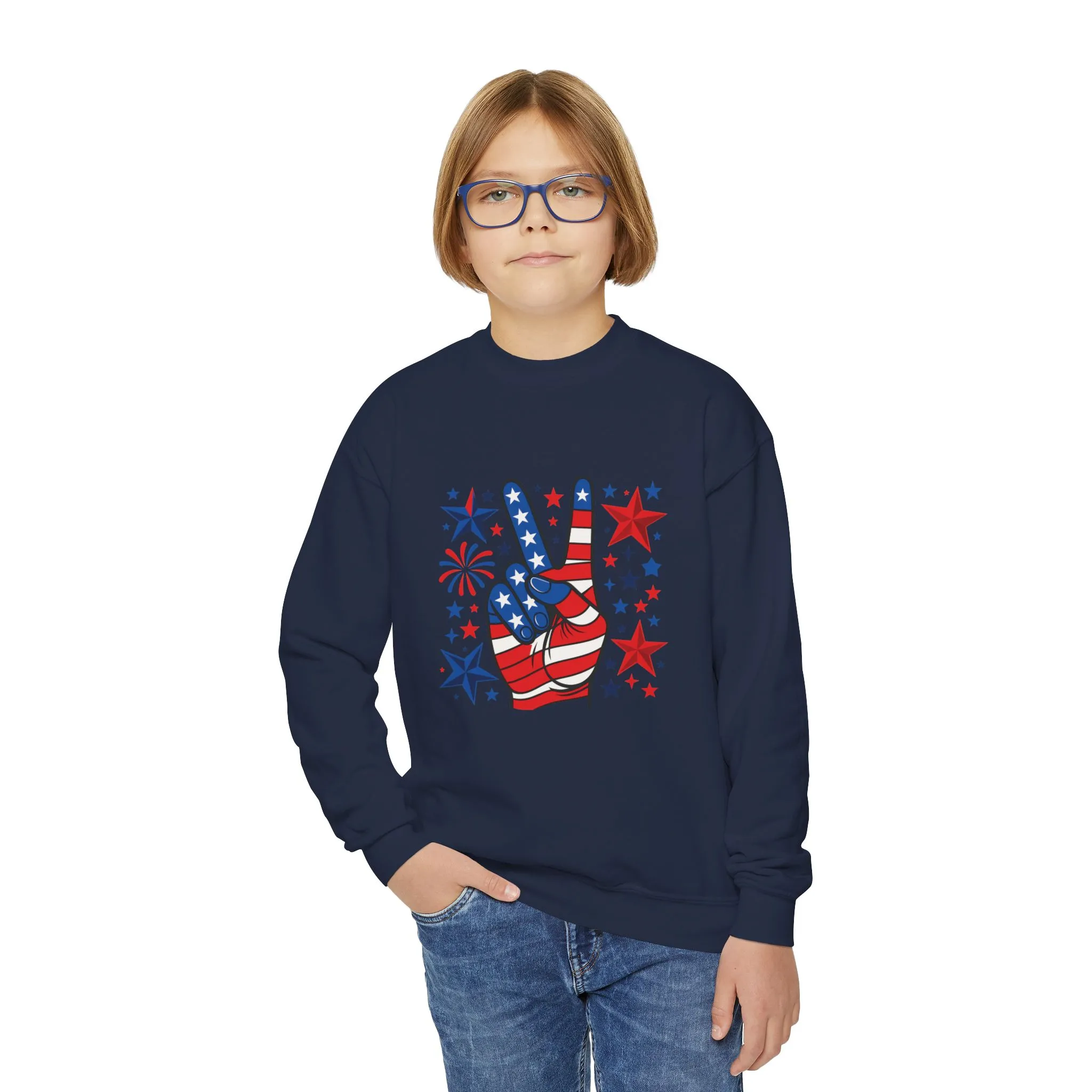 Patriotic Youth Crewneck Sweatshirt - Perfect for Independence Day, Camp, Summer Celebrations, School Spirit, and Everyday Comfort - Image 14