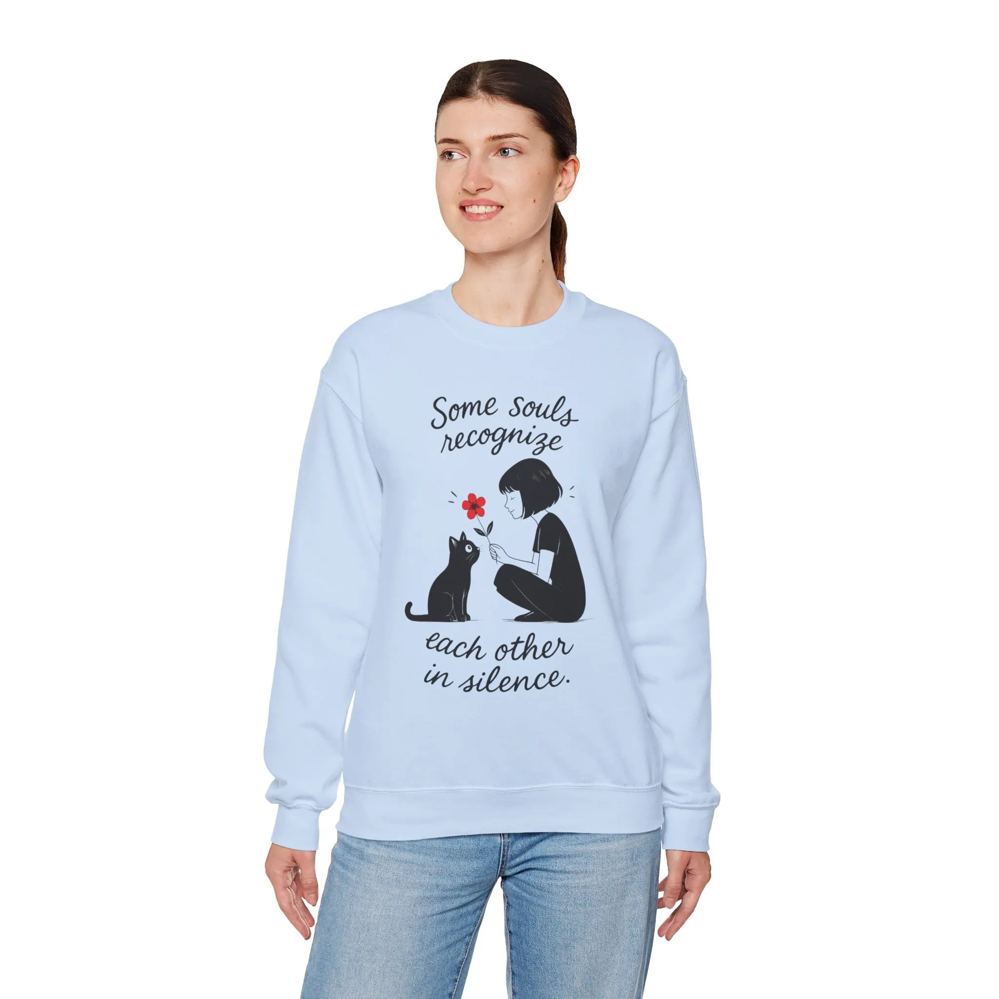 Soulful Cat and Human Crewneck Sweatshirt, Cozy Gift for Cat Lovers, Womens Sweatshirt, Animal Lover Apparel, Thoughtful Gift Idea - Image 21