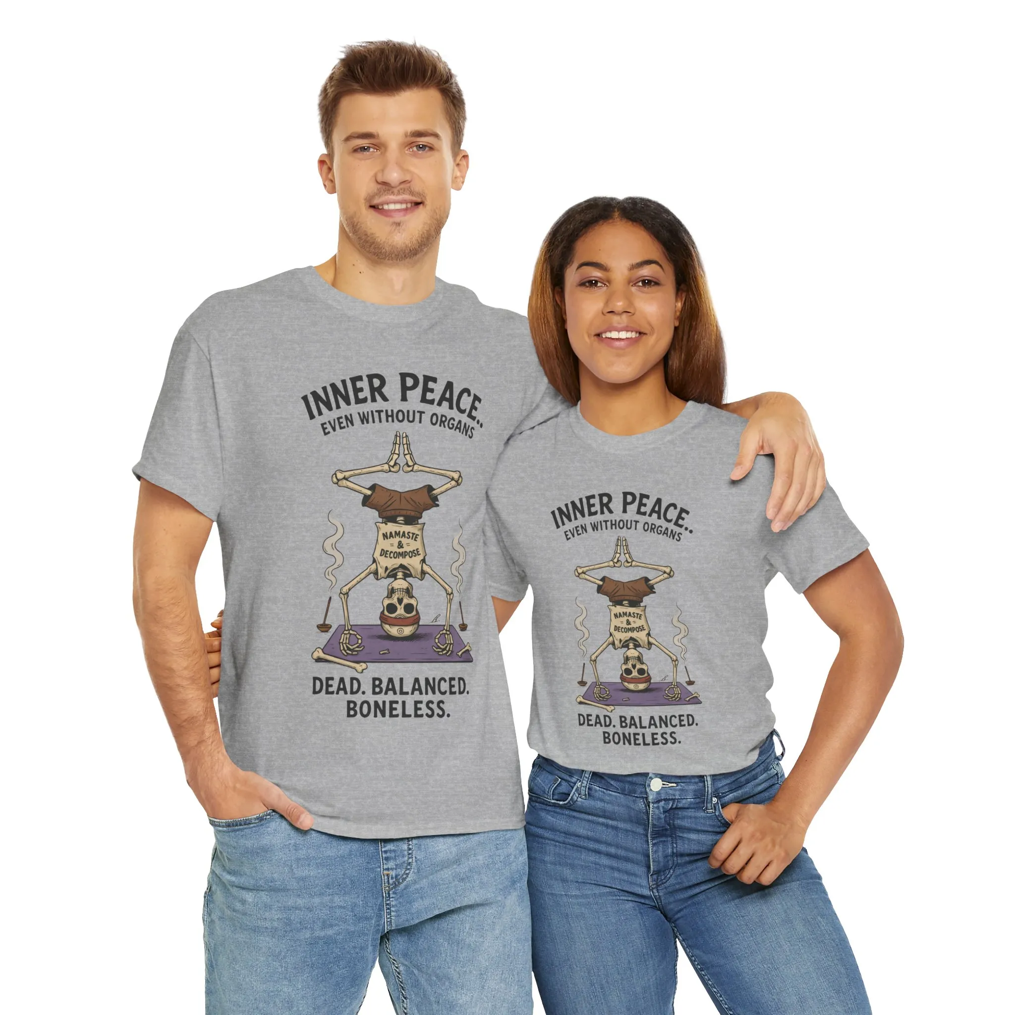 Inner Peace Skeleton Yoga Unisex Tee, Dark Humor Meditation Shirt, Gift for Mindfulness Lovers, Yoga Shirt, Peaceful Vibes - Image 8