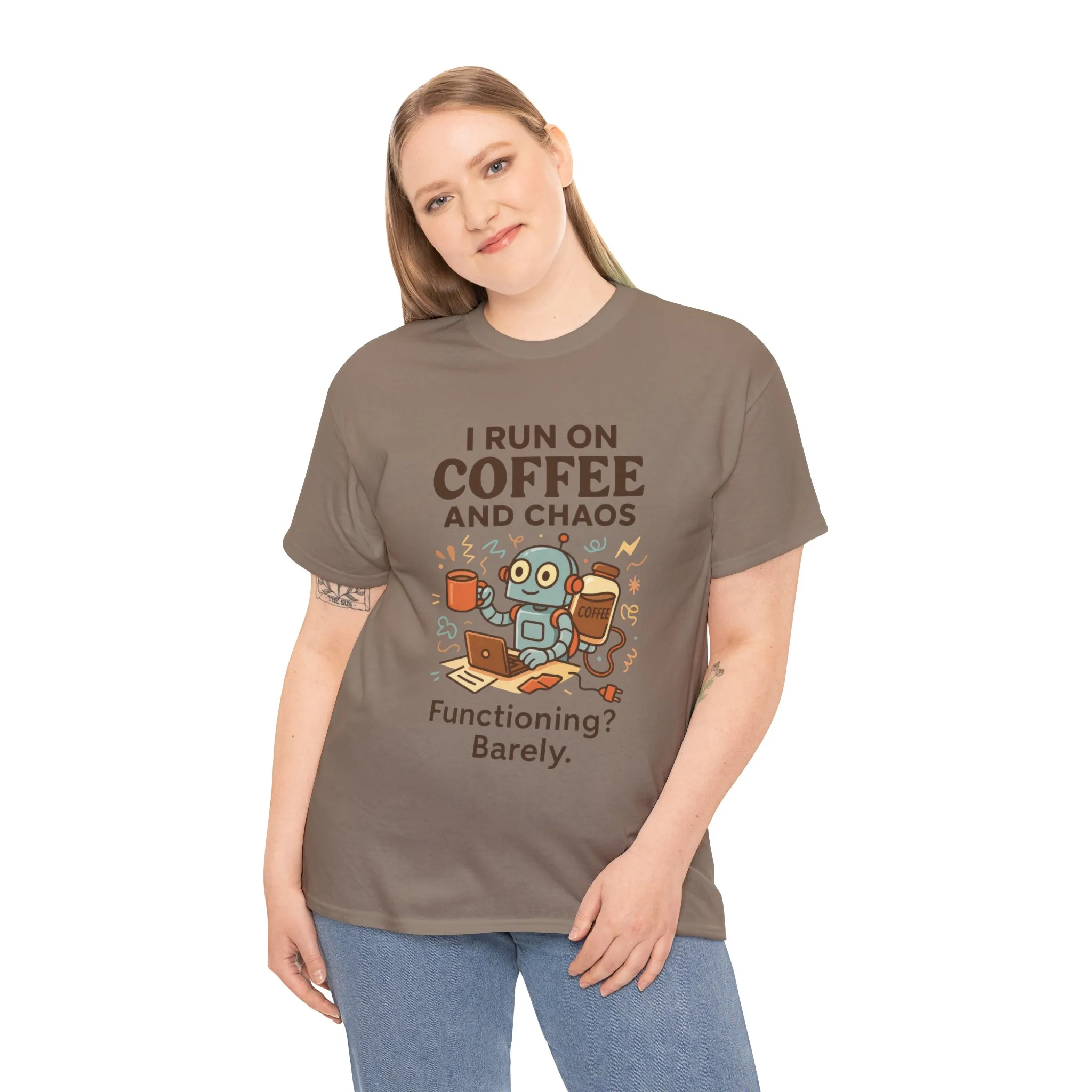 I Run on Coffee and Chaos Unisex Heavy Cotton Tee, Funny Coffee Lover Shirt, Gift for Him/Her, Work from Home Humor Tee, Relaxed Fit [...] - Image 14