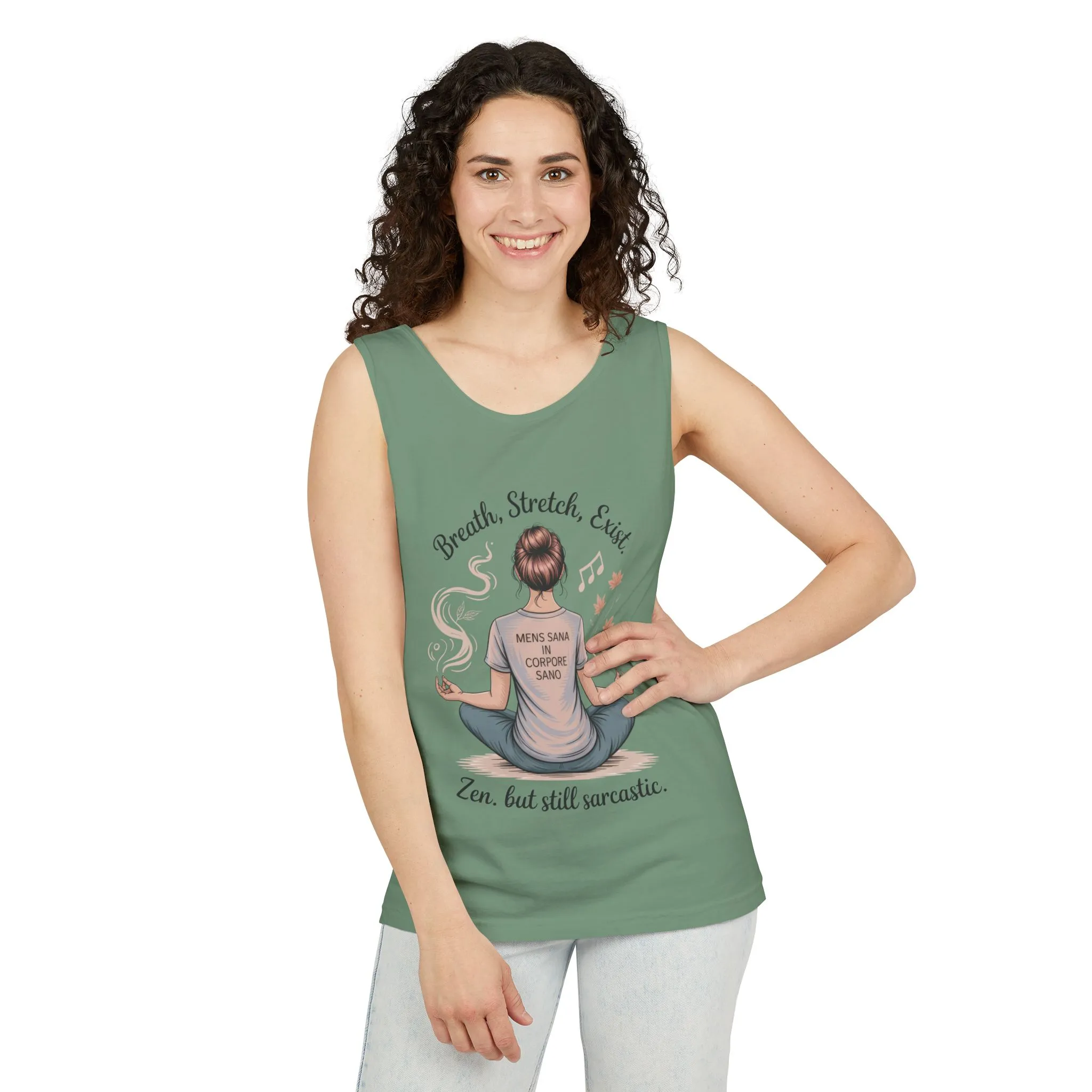 Zen Sarcastic Tank Top, Womens Meditation Shirt, Breath Stretch Exist Tee, Yoga Apparel, Gift for Mindfulness Lovers - Image 8