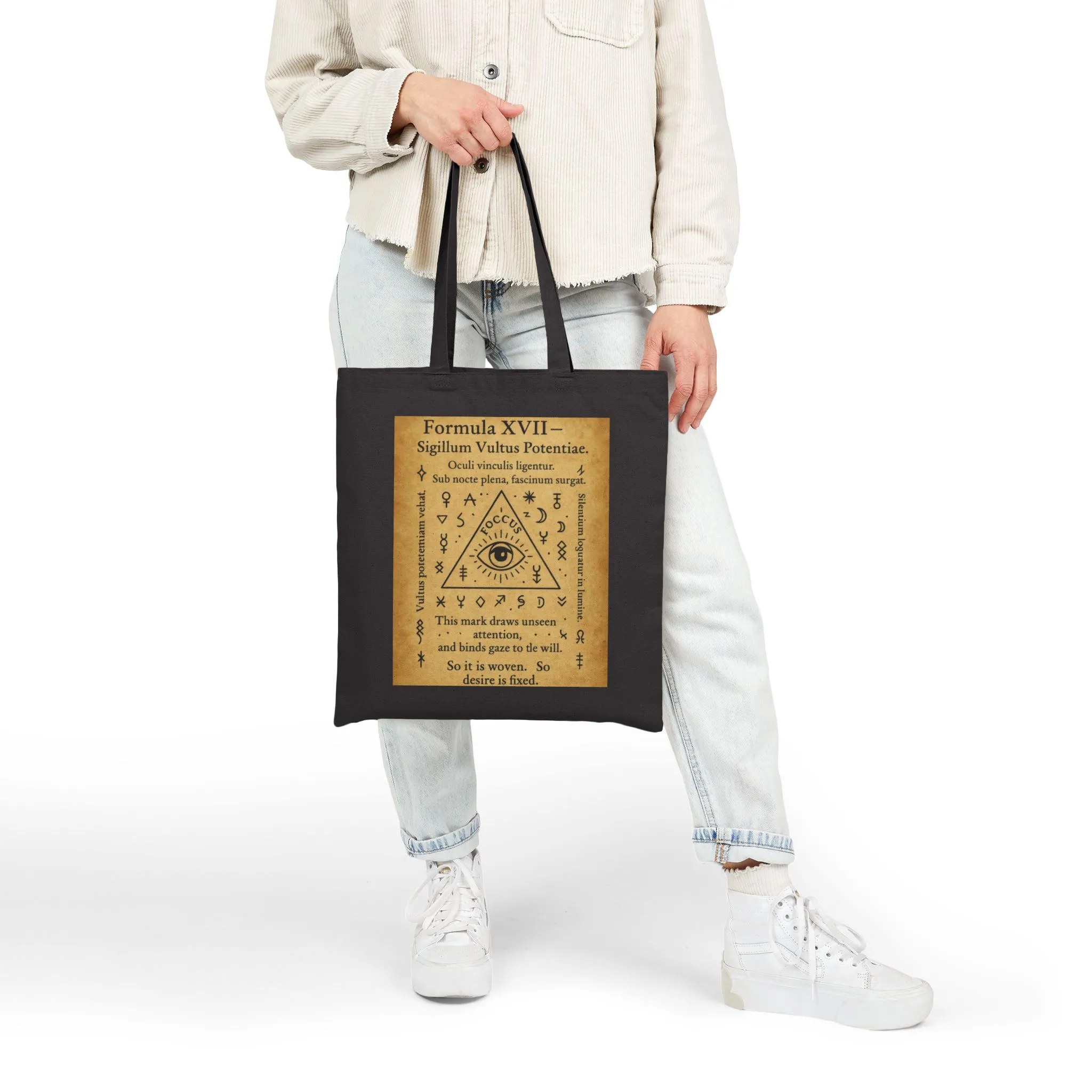 Sigil of Focus and Power Tote Bag, Mystic Eye in Triangle, Attention Drawing Symbol, Witchy Canvas Bag, Occult Gaze Charm - Image 10