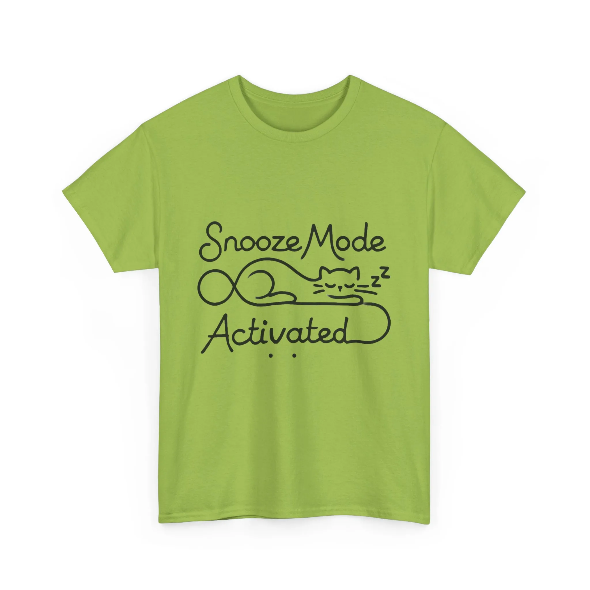 Cotton T-Shirt for Cat Lovers, Funny Sleeping Cat Tee, Lazy Mood Graphic, Women's Heavy Cotton T-Shirt Gift for Cat Lovers - Image 13