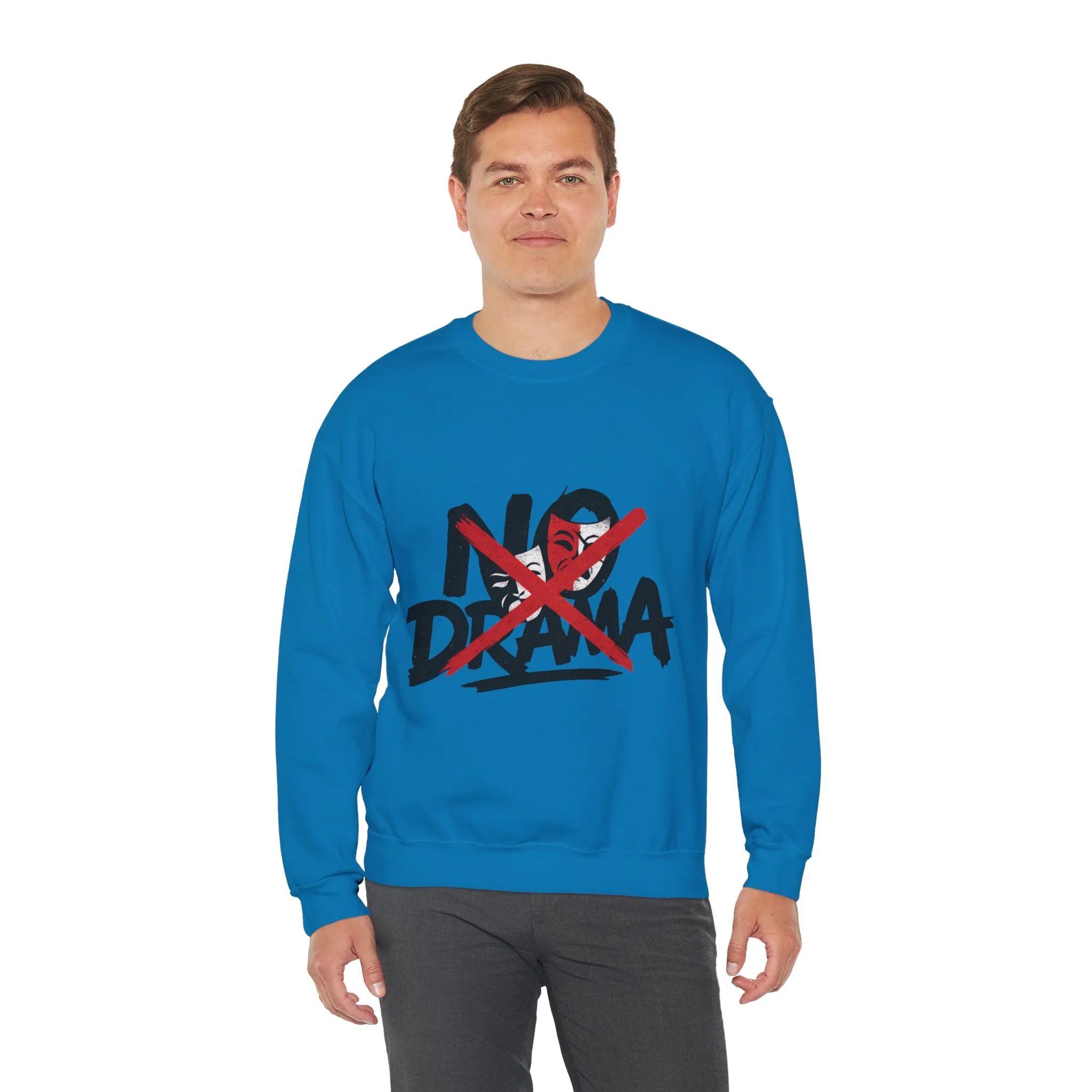 No Drama Mens Crewneck Sweatshirt, Casual Everyday Wear, Gift for Friends, Relaxed Vibes, Comfortable Fashion - Image 15