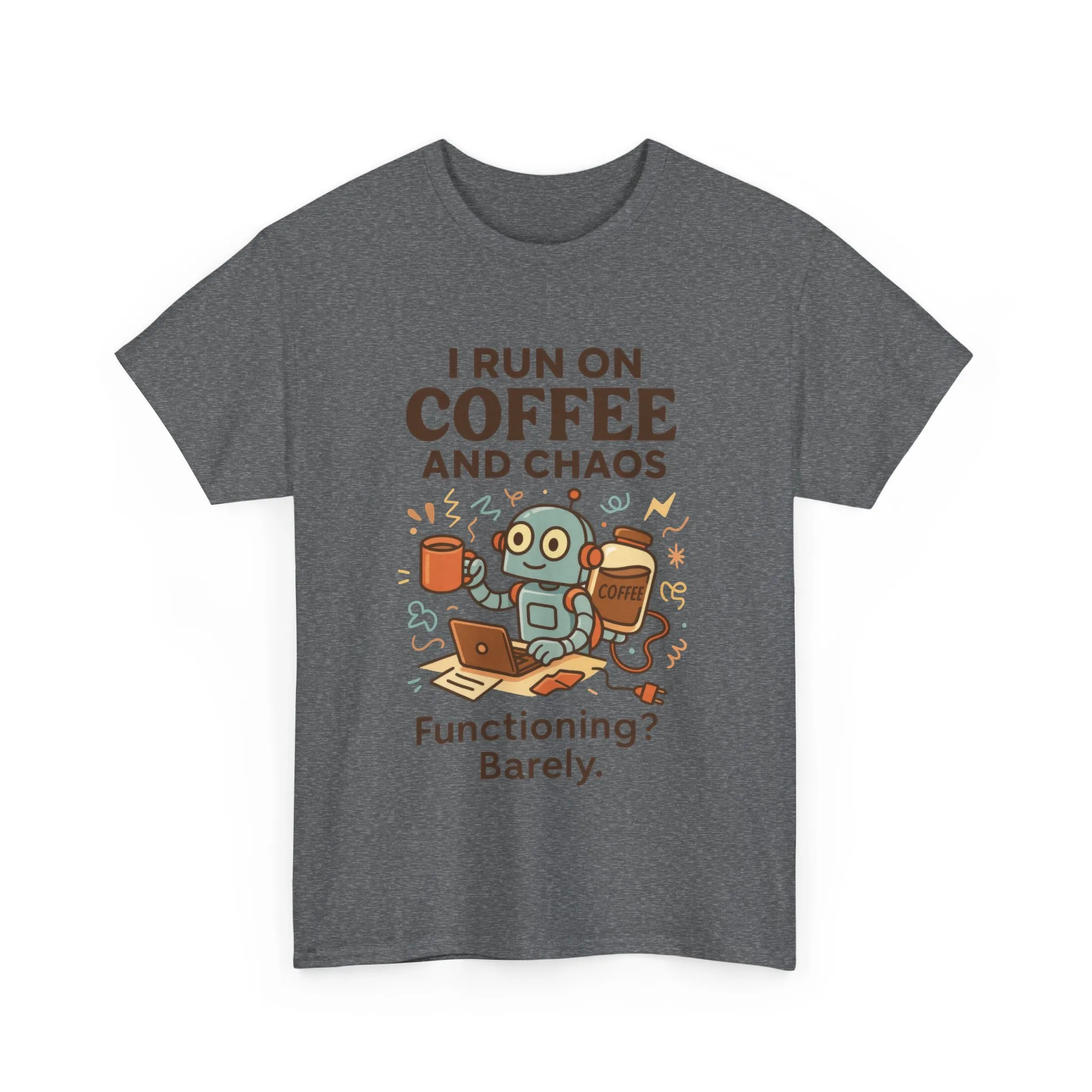 I Run on Coffee and Chaos Unisex Heavy Cotton Tee, Funny Coffee Lover Shirt, Gift for Him/Her, Work from Home Humor Tee, Relaxed Fit [...] - Image 19