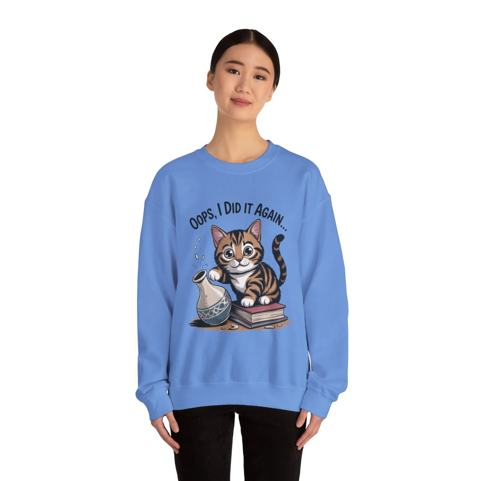 Cute Cat Oops! I Did It Again Sweatshirt, Funny Pet Lover Gift, Cozy Crewneck for Cat Moms, Purrfect for Birthdays, Casual Wear - Image 14