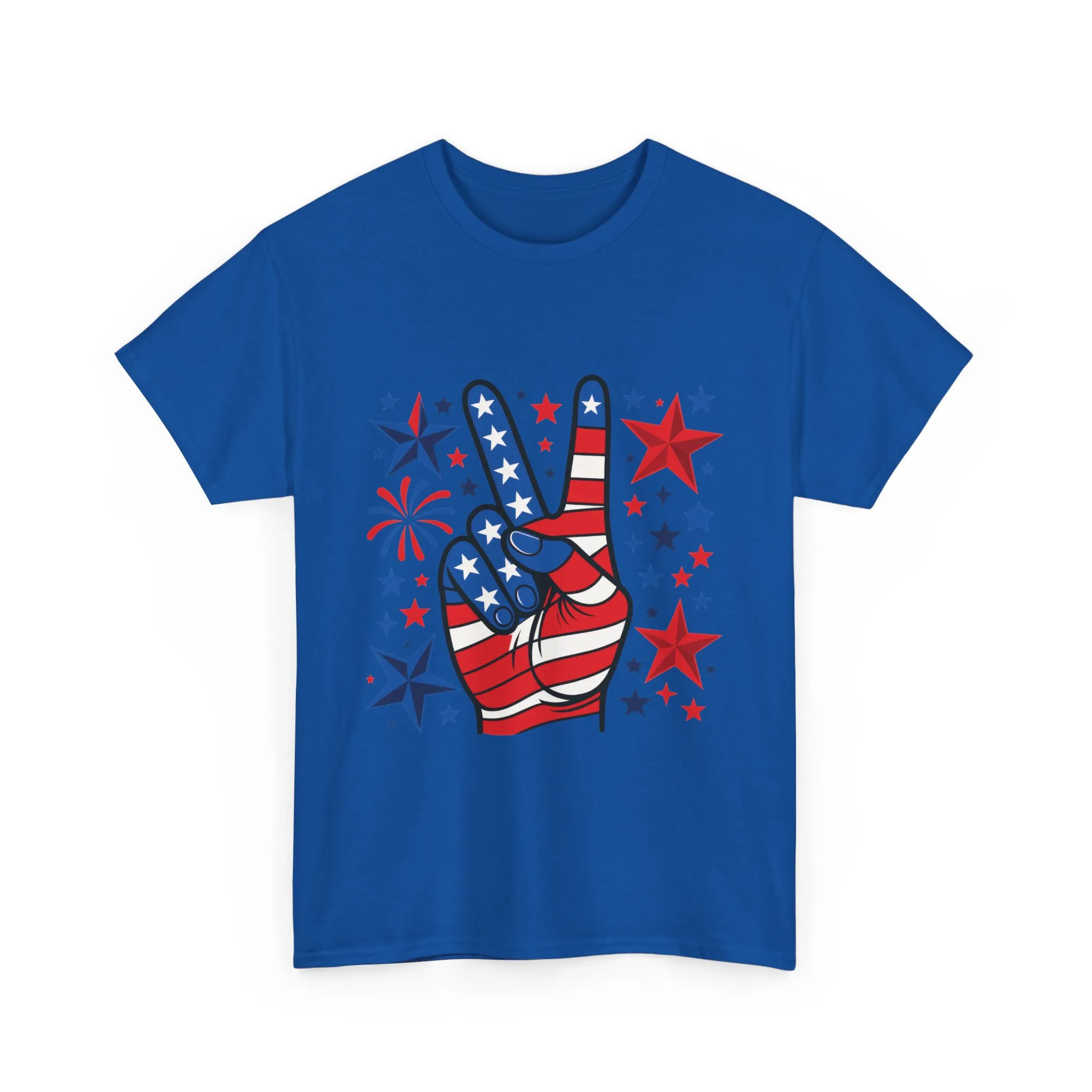 Patriotic Peace Hand Unisex Heavy Cotton Tee - Ideal for July 4th, Independence Day, Celebrations, Casual Wear, Everyday Style - Image 27