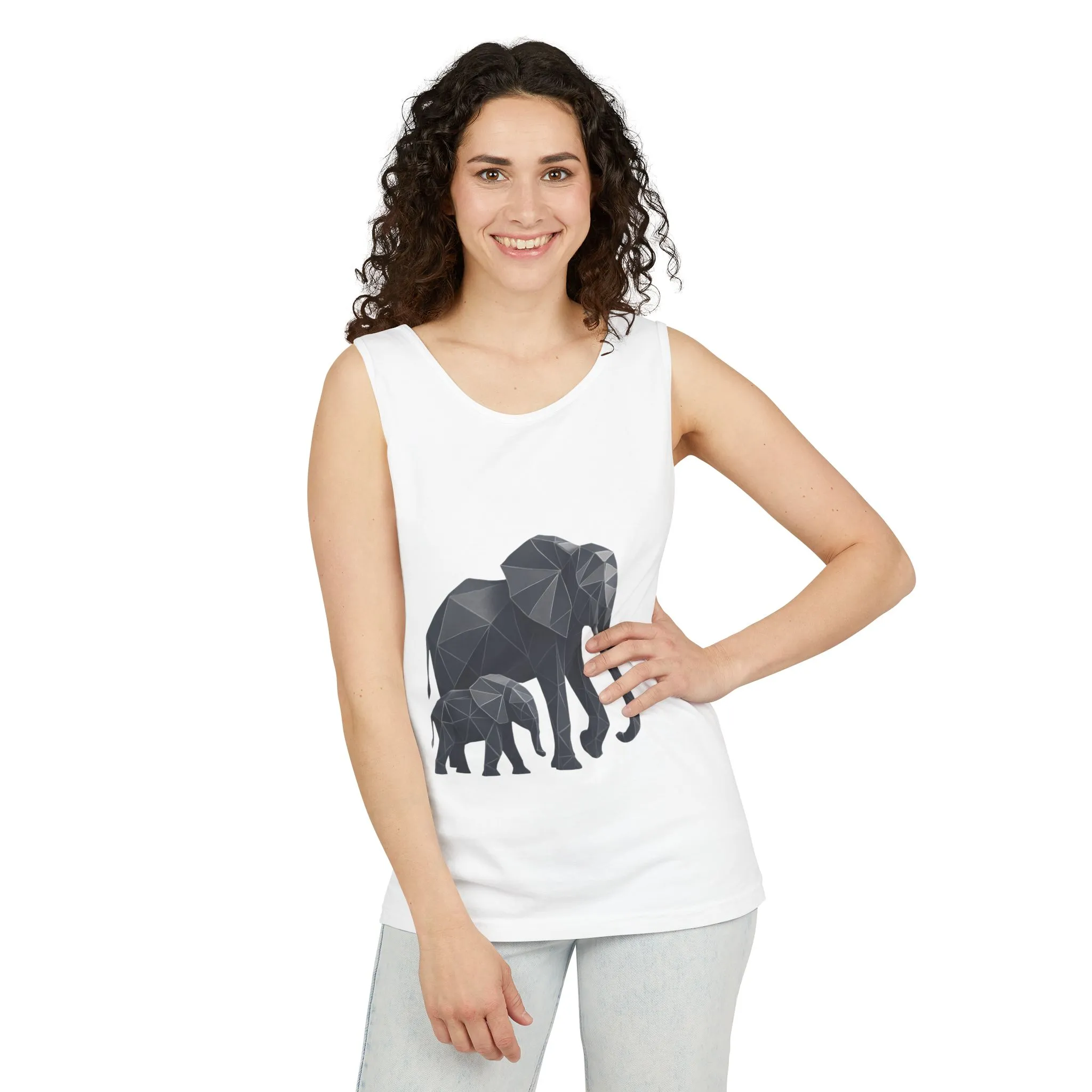 Elephant Family Unisex Tank Top, Animal Lover Gift, Casual Wear, Summer Essentials, Eco-Friendly Apparel, Wildlife Shirt - Image 4