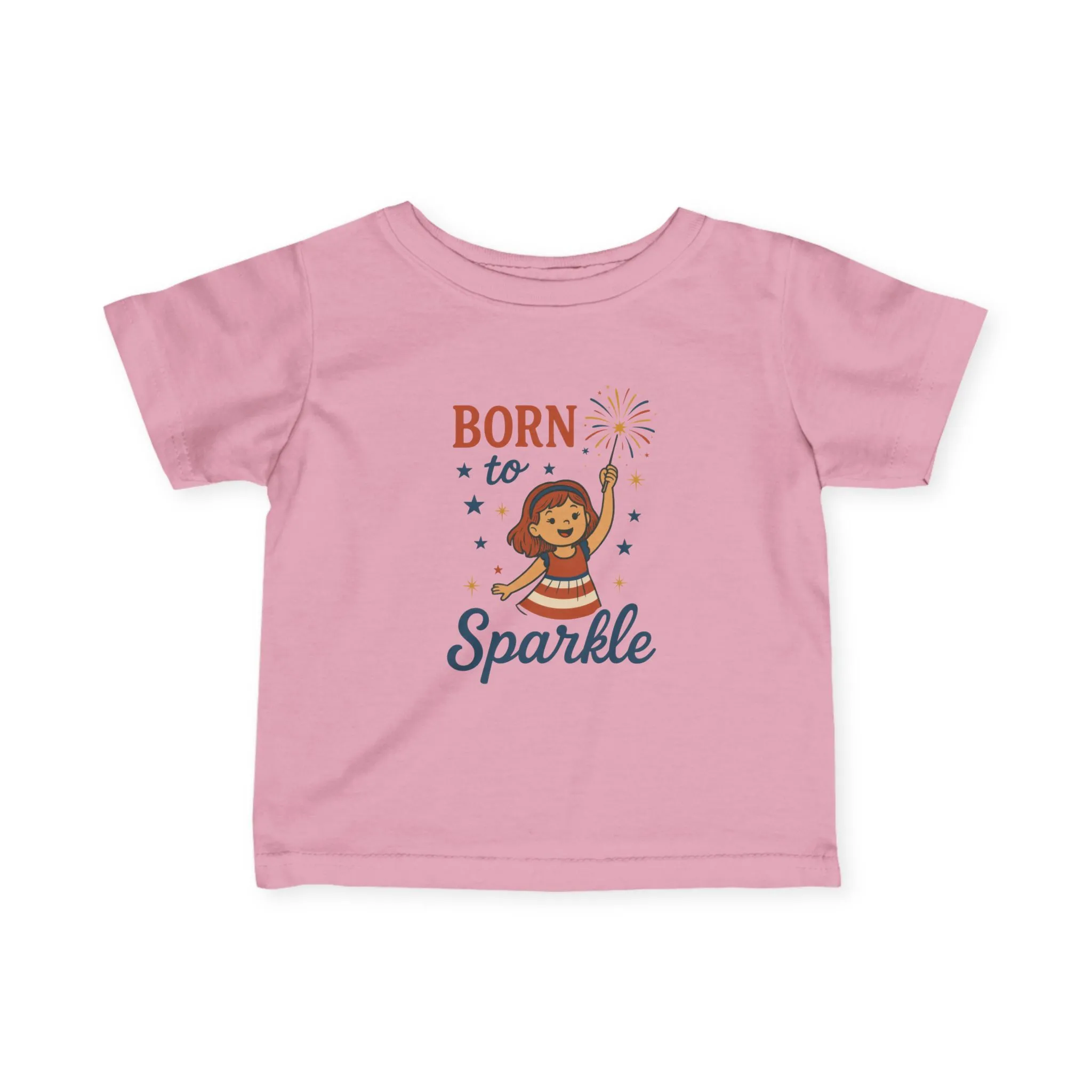 4th of July Baby Girl Tee, Born to Sparkle, Patriotic Toddler Tee, Independence Day Outfit for Girls