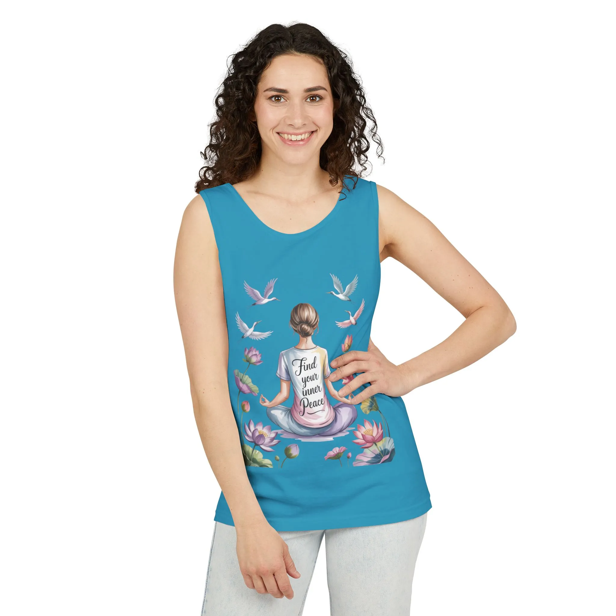 Meditation Floral Womens Tank Top, Find Your Inner Peace, Yoga Apparel, Gift for Mindfulness, Summer Relaxed Wear - Image 38