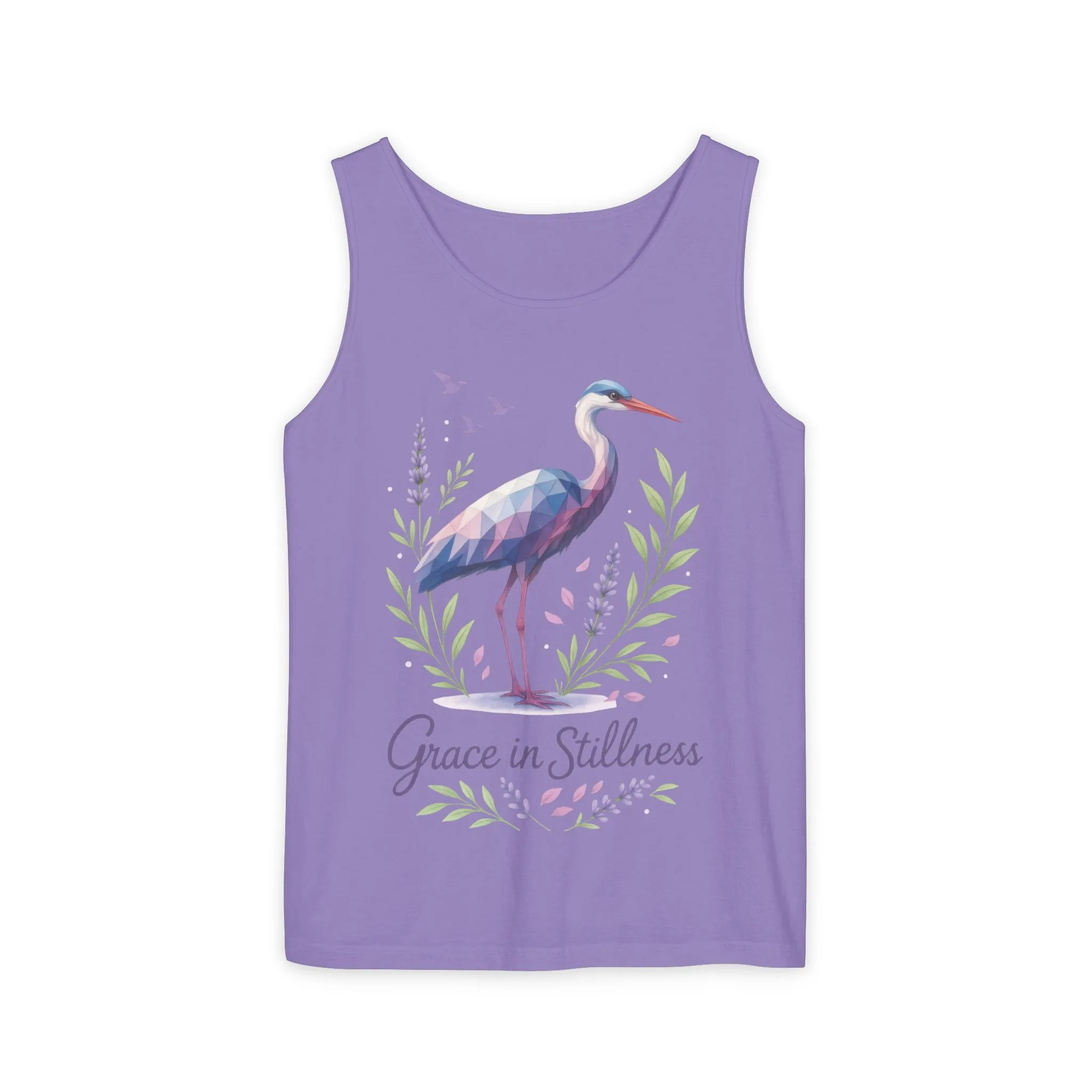 Polygonal Heron Graphic Tank, Womens Artistic Bird Summer Top, Geometric Crane, Bird Lovers Gift, Yoga Shirt, Fitness Apparel, Casual Wear - Image 25